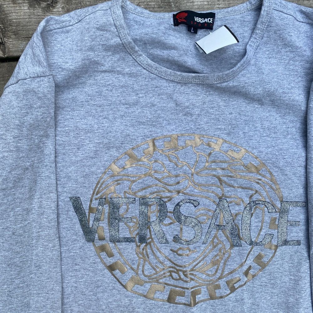 Versace Vintage 90s Versace Sport Sweater Large Gray Big Logo Size US L / EU 52-54 / 3 - 2 Thumbnail