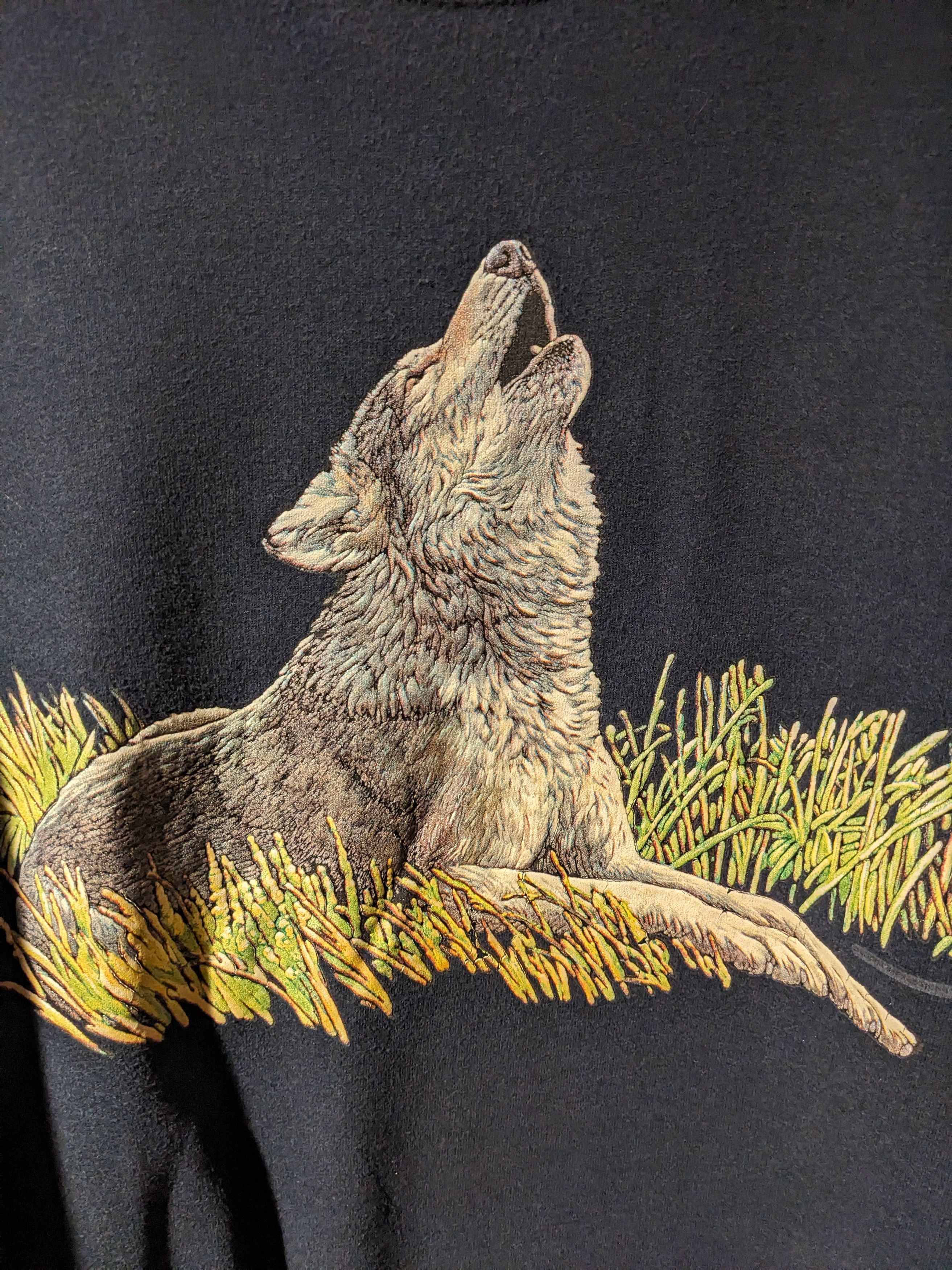 Vintage Vintage 90s Wolf Howling Animal Nature Moon Sweatshirt Size US XXL / EU 58 / 5 - 2 Thumbnail