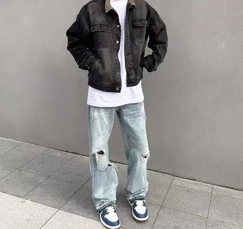 VIBE Vintage street hip-hop washed and faded ripped jeans Size US 34 / EU 50 - 5 Thumbnail