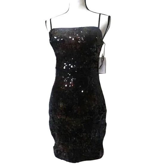 Guess GUESS Salvador Botanical Sequined Dress, Black, Size S Size S / US 4 / IT 40 - 5 Thumbnail