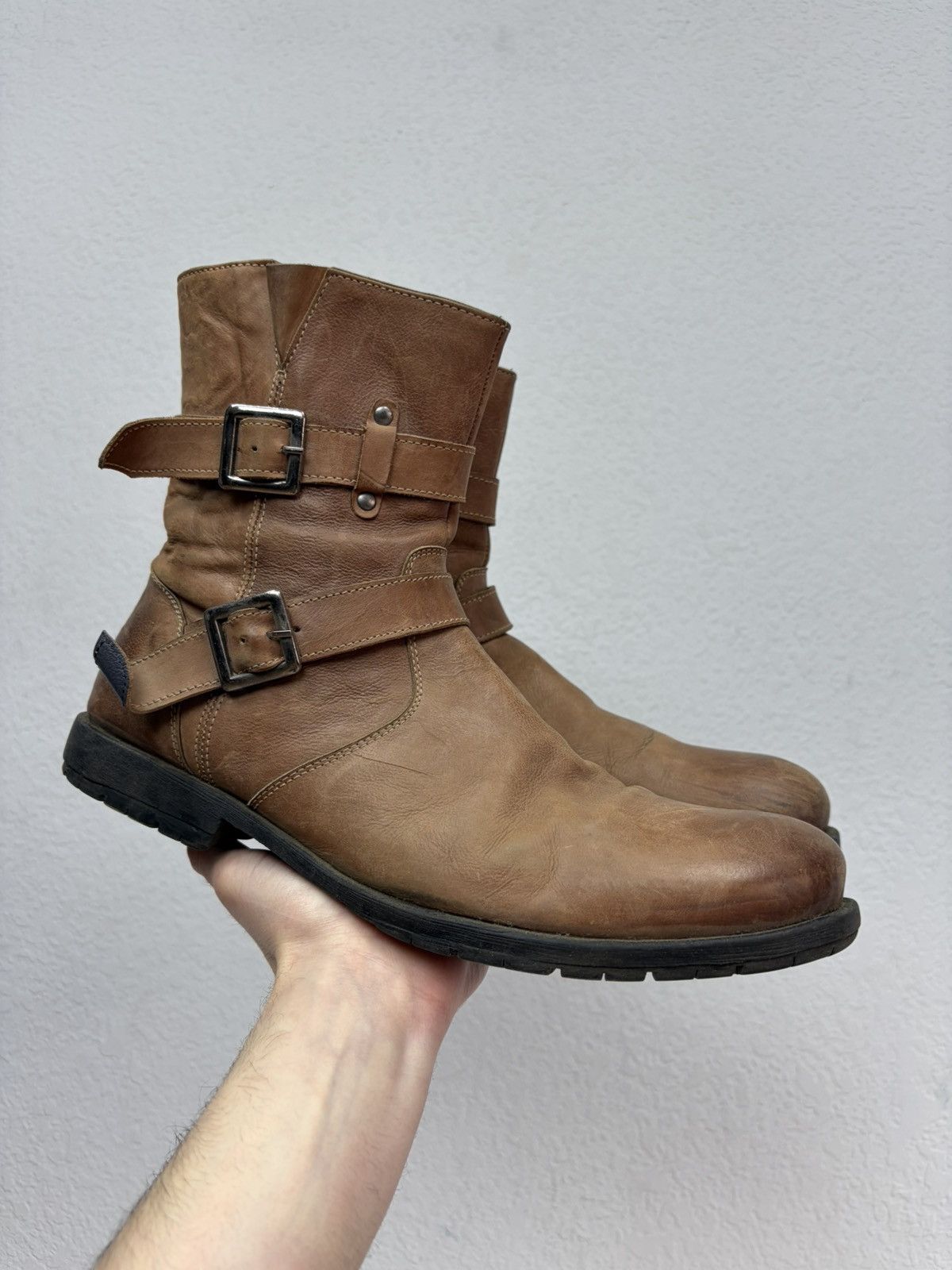 Hedi Slimane VTG Brown Leather Buckle Boots Carol Christian Poell Style Size US 11 / EU 44 - 1 Thumbnail