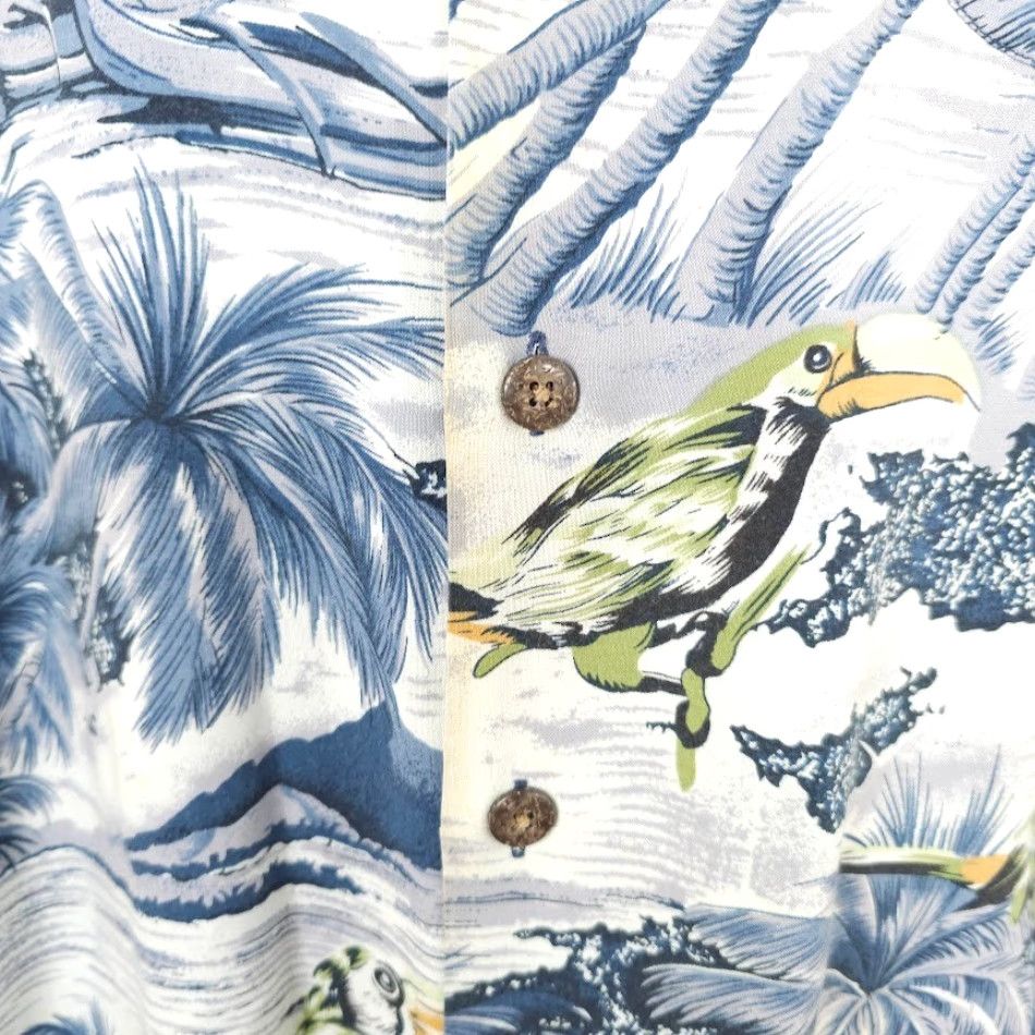 Vintage VINTAGE Linguine & Bob Hawaiian Shirt Mens Size Medium Blue Parrots All Over Print Size US L / EU 52-54 / 3 - 3 Thumbnail