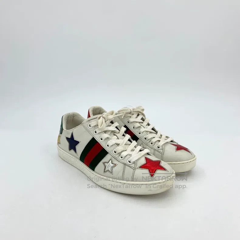 Gucci Gucci White five-pointed star striped webbing casual lace- Size US 5.5 / IT 35.5 - 2 Thumbnail