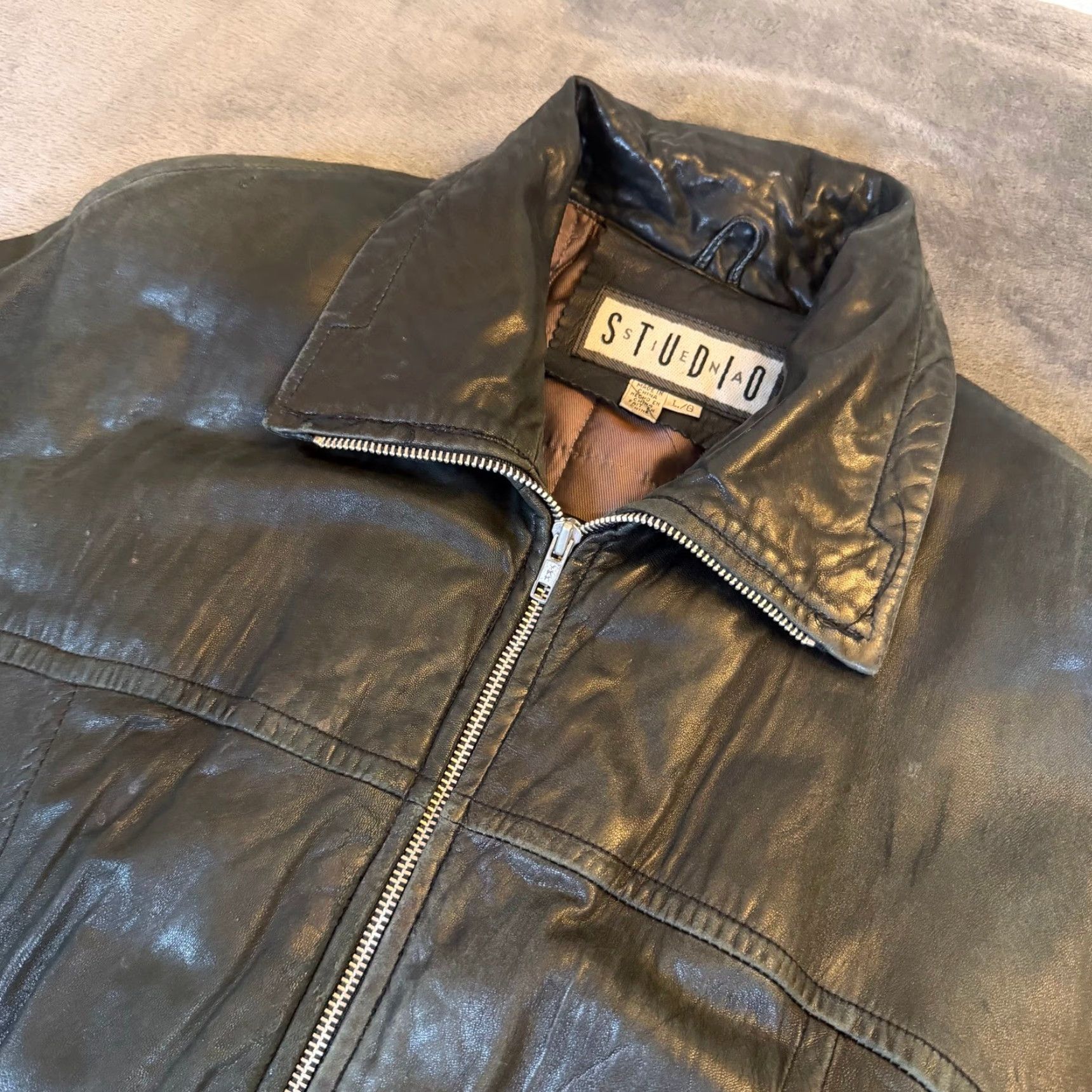 Vintage VINTAGE Studio Leather Jacket - Thinsulate Insulated Zip - Black - Women - L - 90s Retro Biker/Moto Style Size L / US 10 / IT 46 - 6 Thumbnail