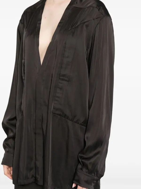 Rick Owens o1y0126 Solid Color Shirt in Dark Brown Size XS / US 0-2 / IT 36-38 - 2 Thumbnail