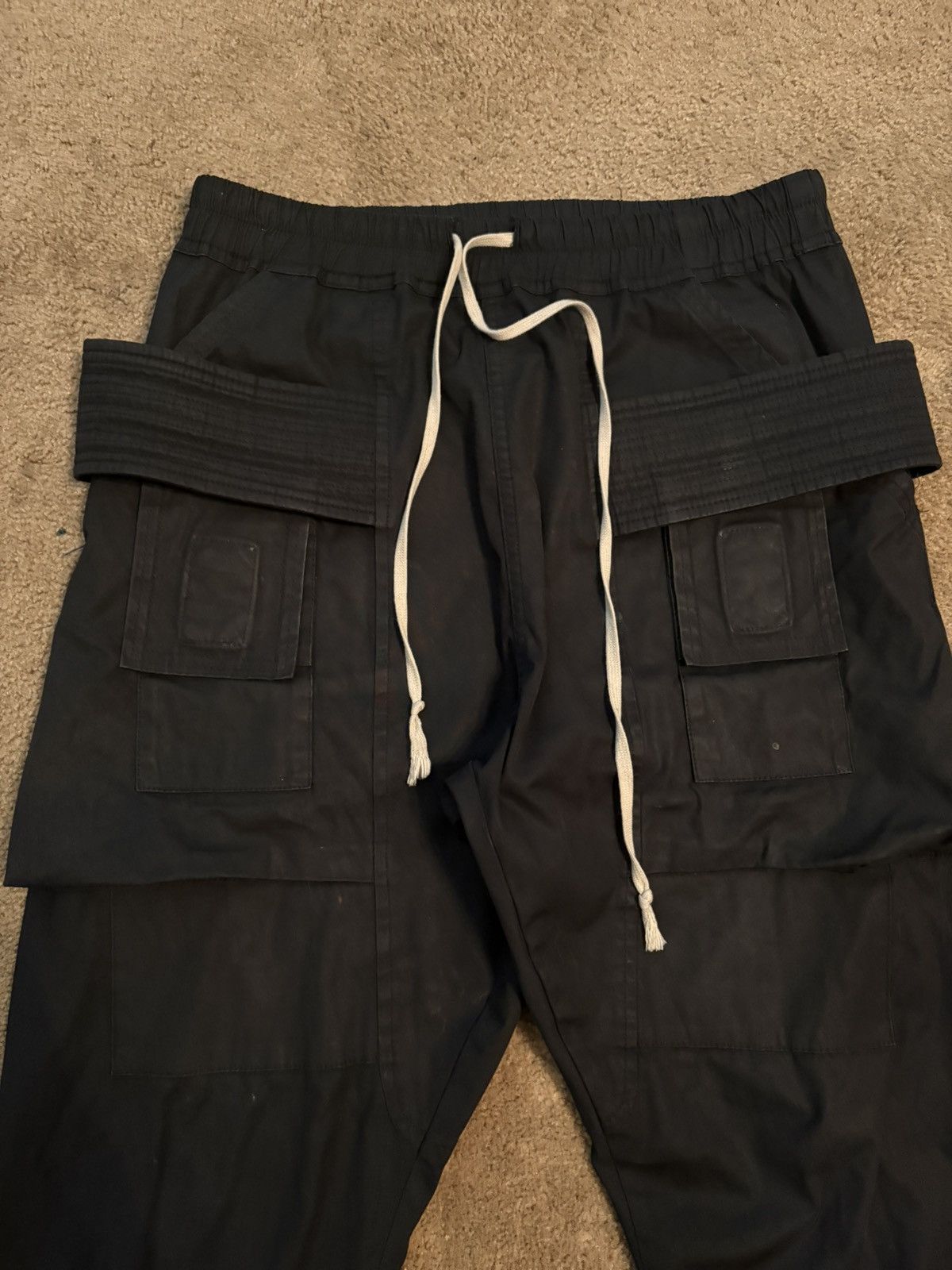 Rick Owens FW17 Rick Owens “Glitter” Black Creatch Cargo Pants Size US 31 - 2 Thumbnail