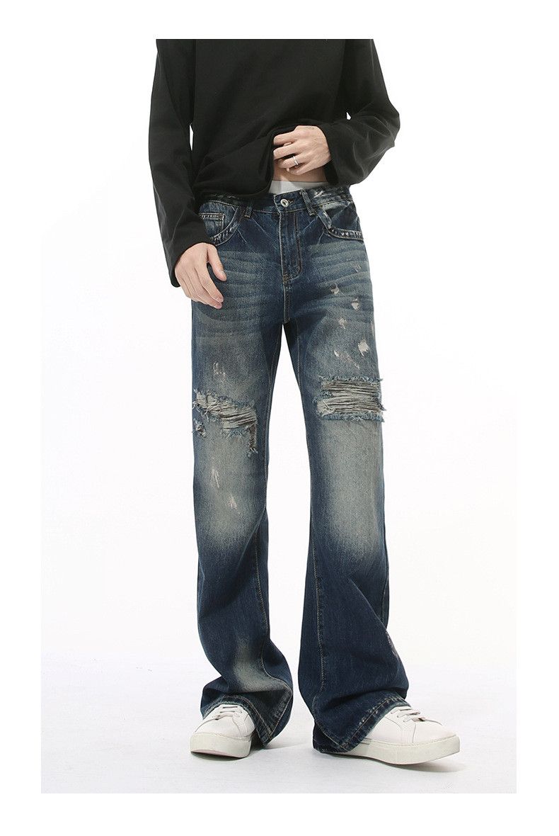 Japanese Brand × Jean American street style irregular tie-dyed flared loose jeans Size US 34 / EU 50 - 1 Thumbnail