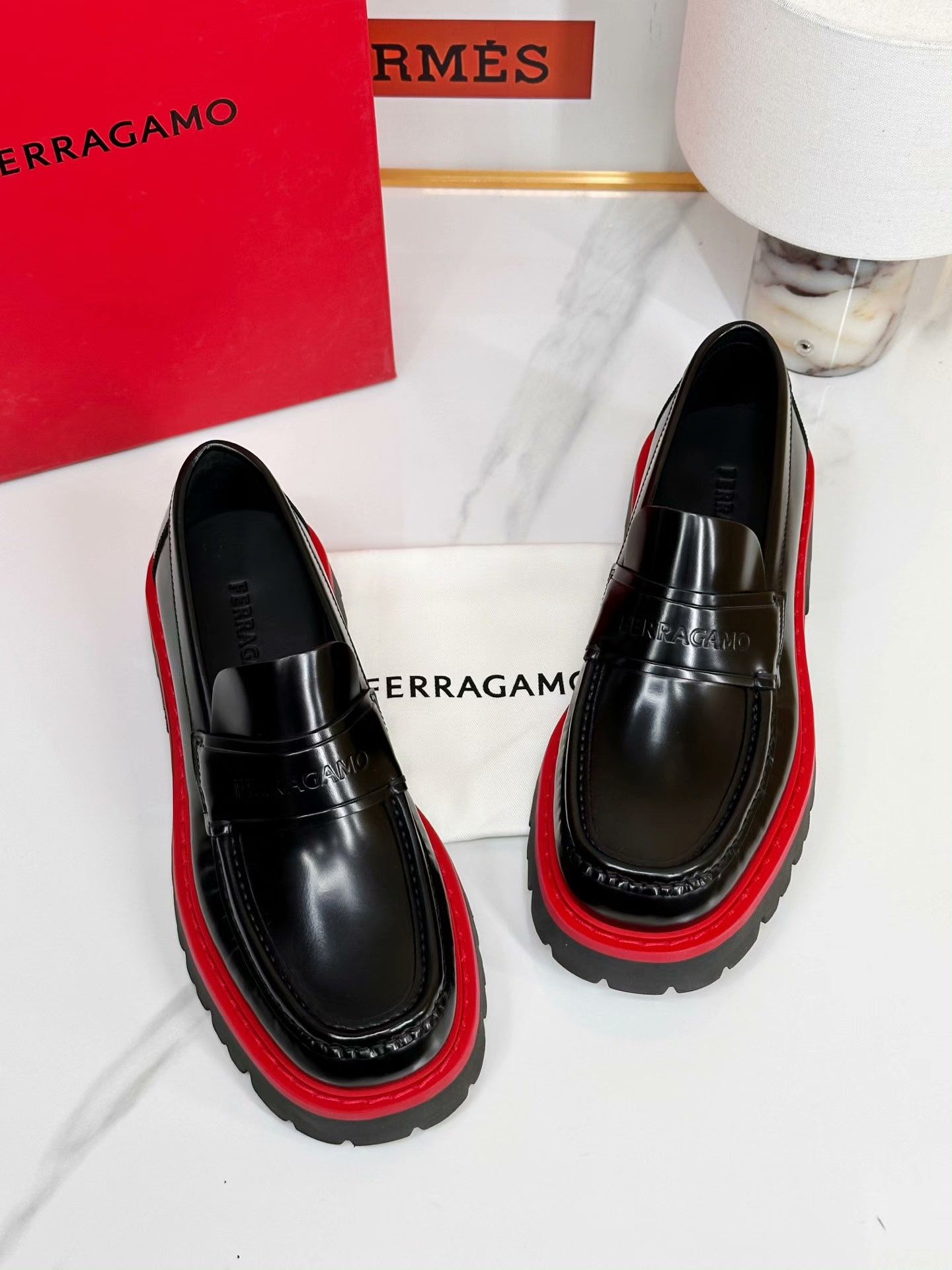 Salvatore Ferragamo Ferragamo Black Casual Platform Loafers Size US 7.5 / EU 40-41 - 1 Thumbnail