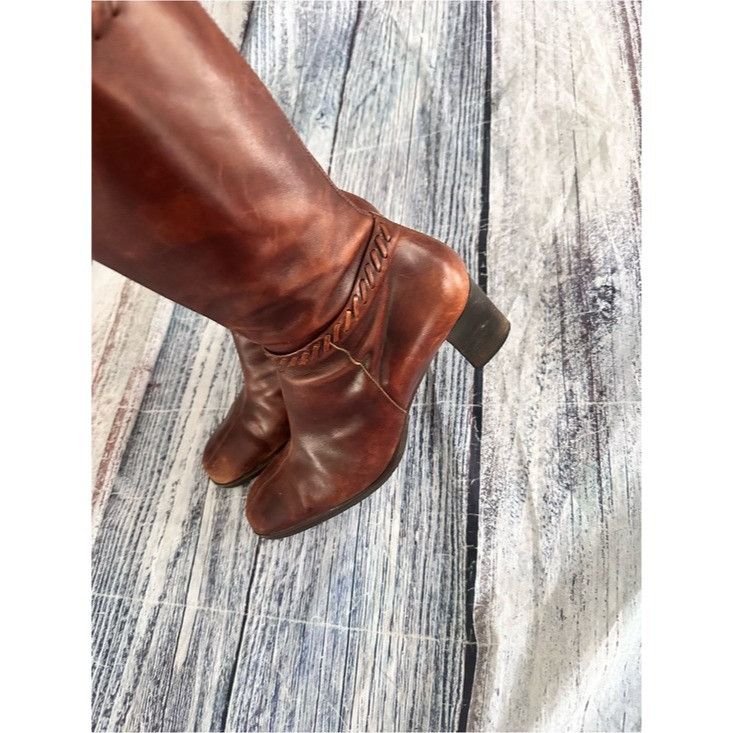 Other Vintage Caroline Biss Brown Leather Mid-Calf Boots Size US 10 / IT 40 - 7 Thumbnail