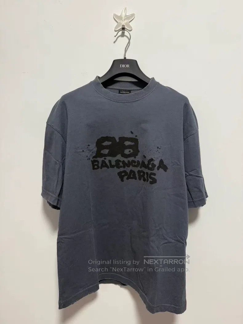 Balenciaga Balenciaga Haze Blue Double B Ink Wash Short Sleeve Size US S / EU 44-46 / 1 - 1 Thumbnail