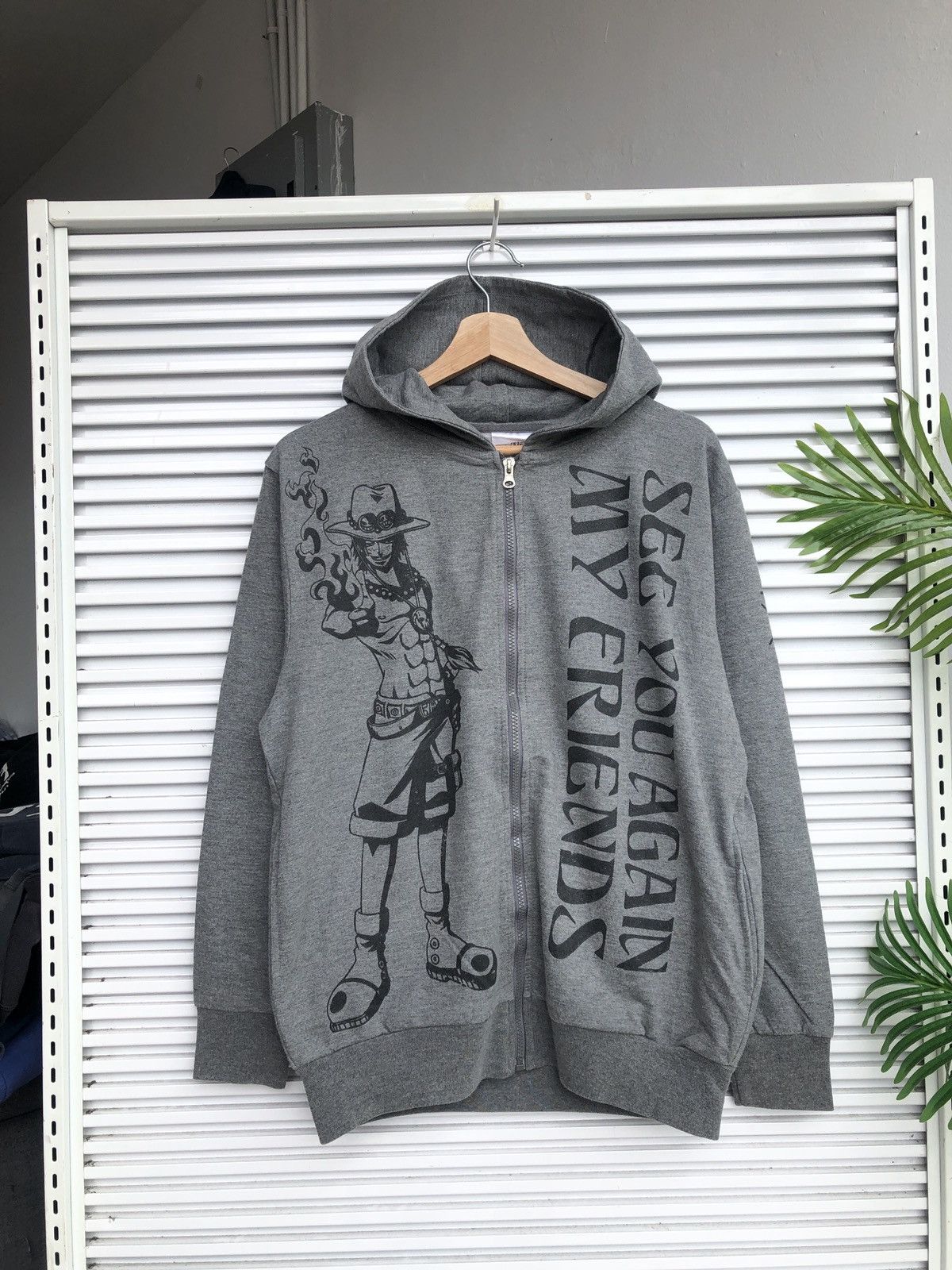 Japanese Brand × One Piece × Vintage One Piece Portgas D Ace Hoodies /Akira Evangelion Anime Size US L / EU 52-54 / 3 - 1 Thumbnail