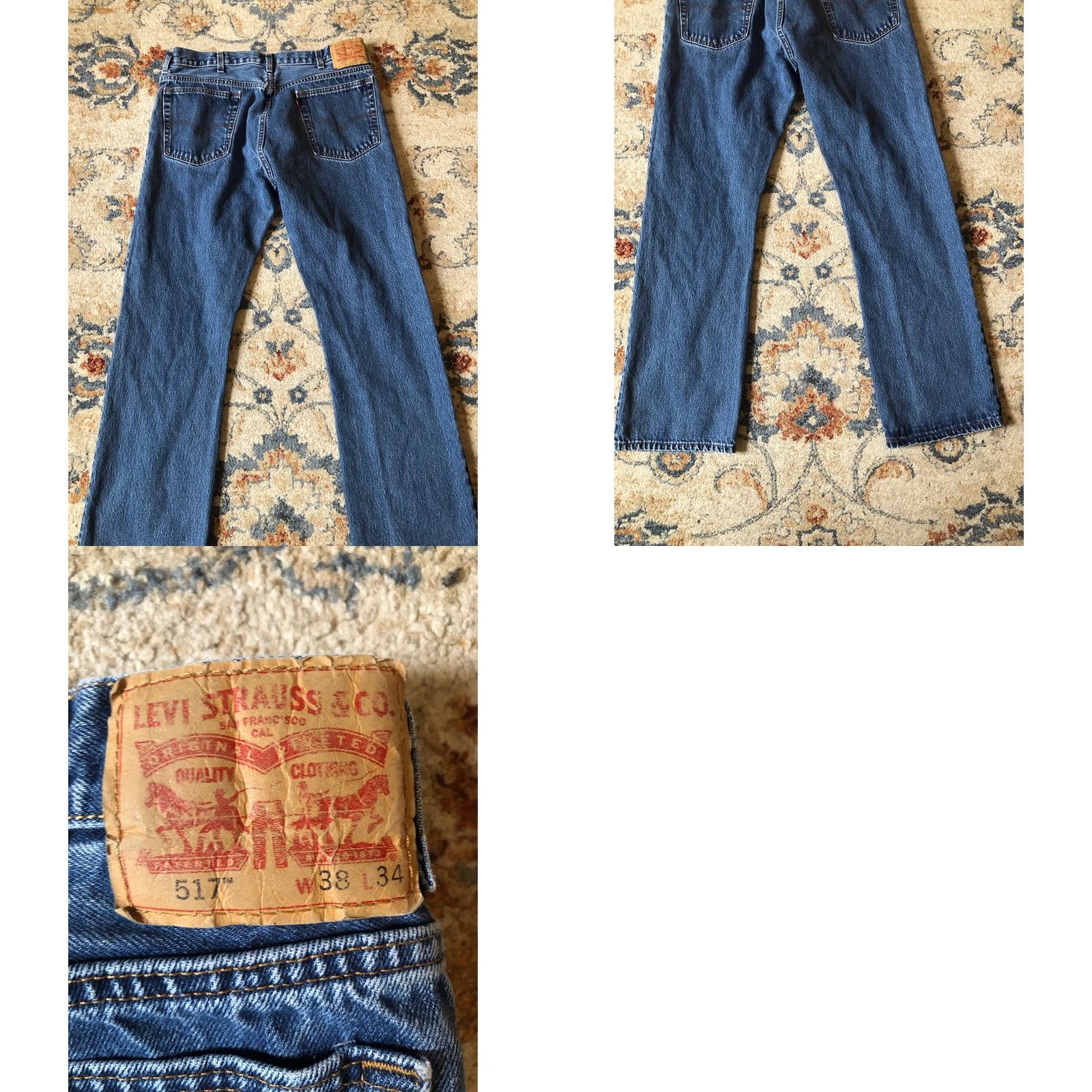 Levi's Levi's 517 Jeans Mens Regular 38x34 Blue Denim Bootcut Cowboy Western 100% Cotton Zip Button Pockets Dark Rise High Inseam 34 Size 26" / US 2 / IT 38 - 8 Thumbnail