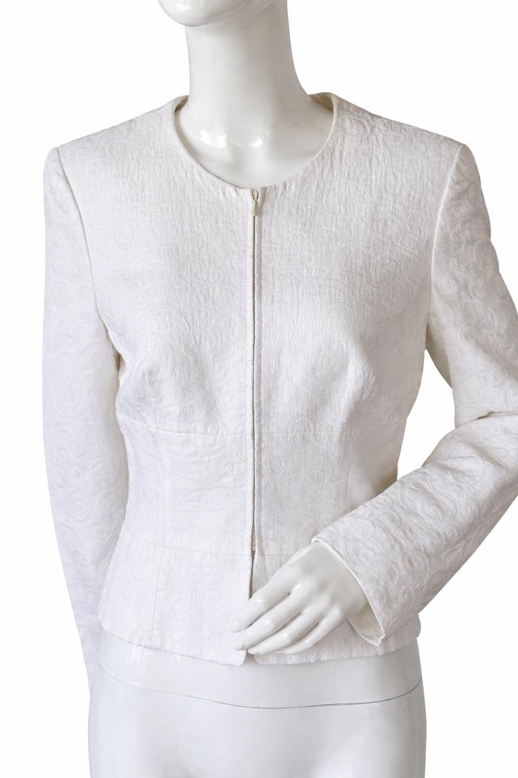 Giorgio Armani Giorgio Armani Vintage White Textured Peplum Blazer Size M / US 6-8 / IT 42-44 - 5 Thumbnail
