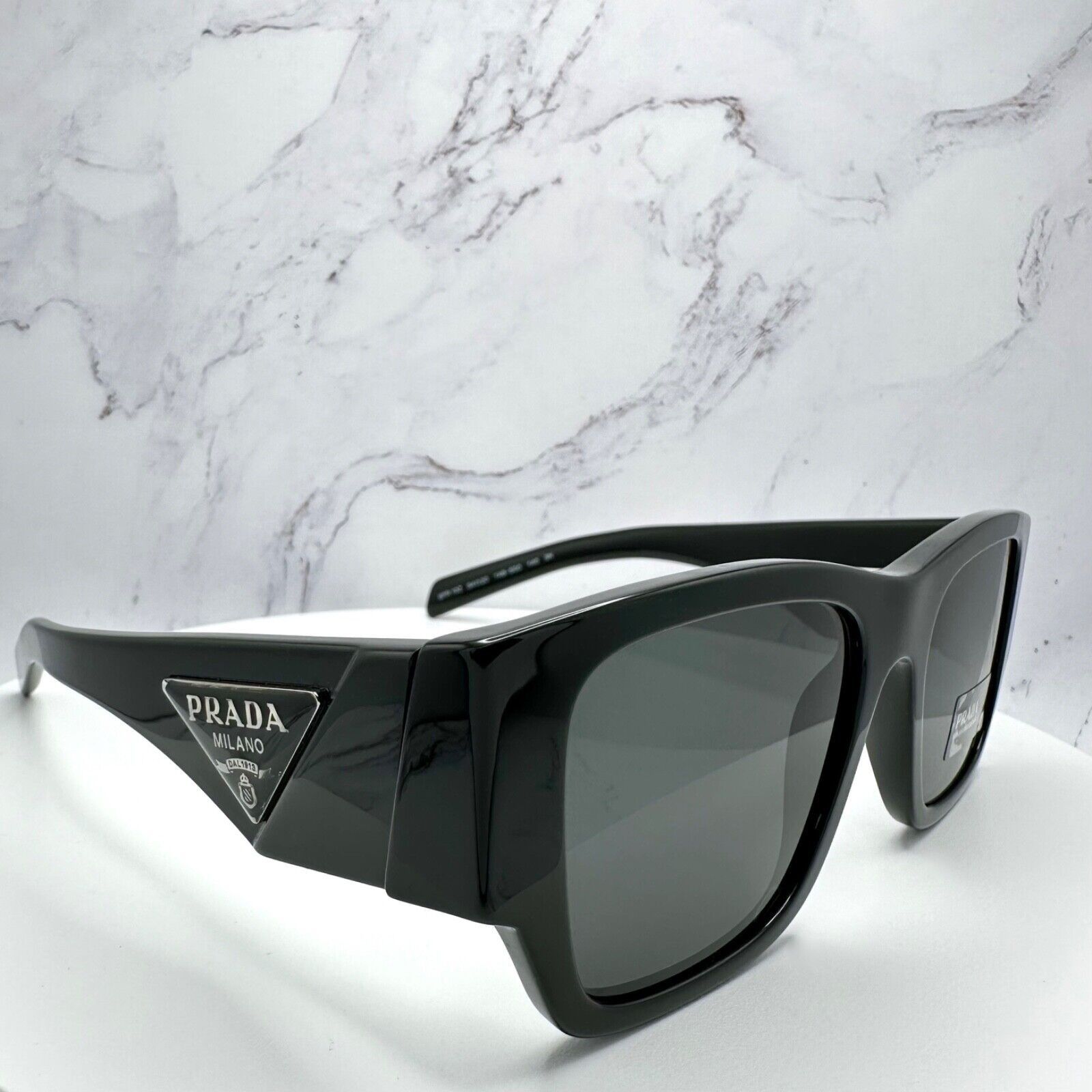 Prada New Prada Sunglasses Black Square Oversized Triangle Plaque Size ONE SIZE - 19 Thumbnail