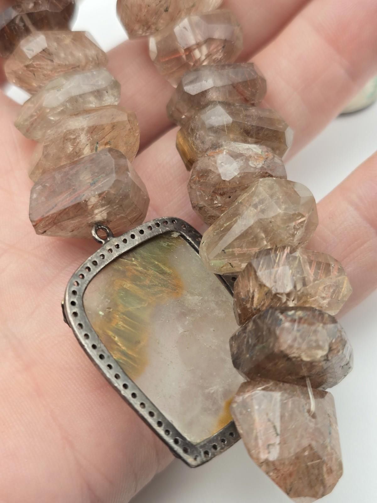 Quartersnacks Sterling Diamond Bezel Bracelet w/ Rutilated Quartz Size ONE SIZE - 6 Thumbnail