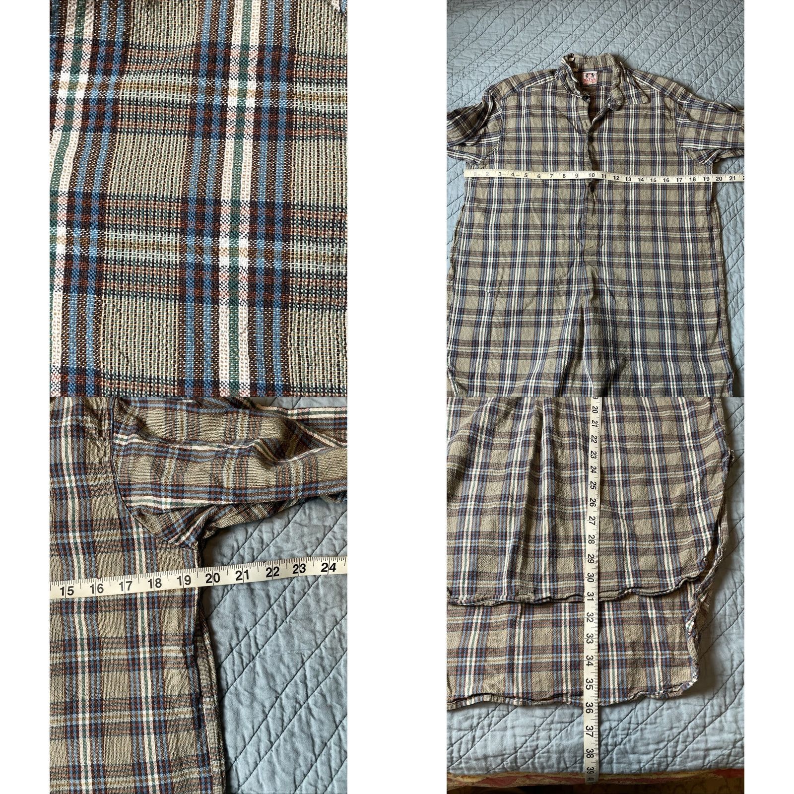 Vintage VINTAGE French 50s Plaid Woven Thick Cotton Work Pullover Peasant Shirt ELTVA Sz 38 Mens Size US M / EU 48-50 / 2 - 8 Thumbnail