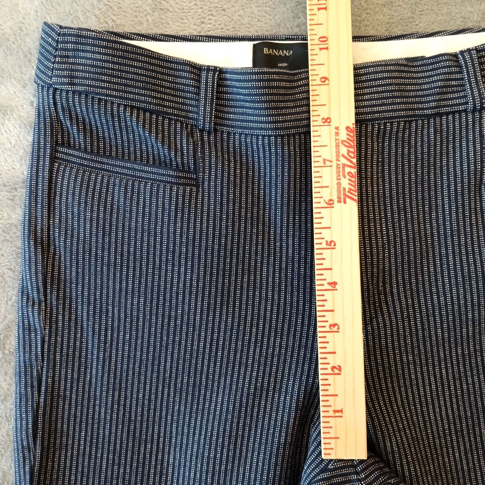 Banana Republic Banana Republic Sloan Ankle Pants Womens 2P Petite Blue Striped Pockets 27x25 Pant Easy Care Cotton Blend Straight Leg 25in Inseam Mens Women Girls Size 26" / US 2 / IT 38 - 4 Thumbnail
