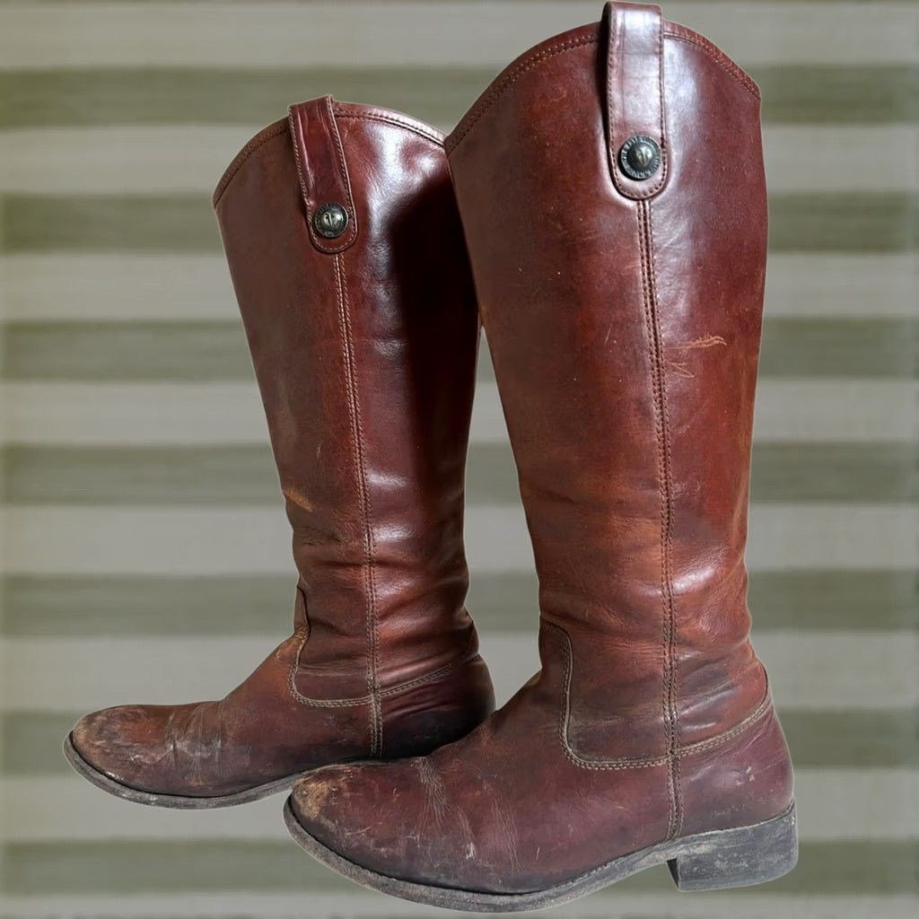 Frye VINTAGE Frye Women Melissa Botton Redwood Riding Boots 6 1/2 Made In Mexico Boots Womens Red 6.5 U.S. Shoe Size Mens Womens Girls Size US 7 / IT 37 - 1 Thumbnail