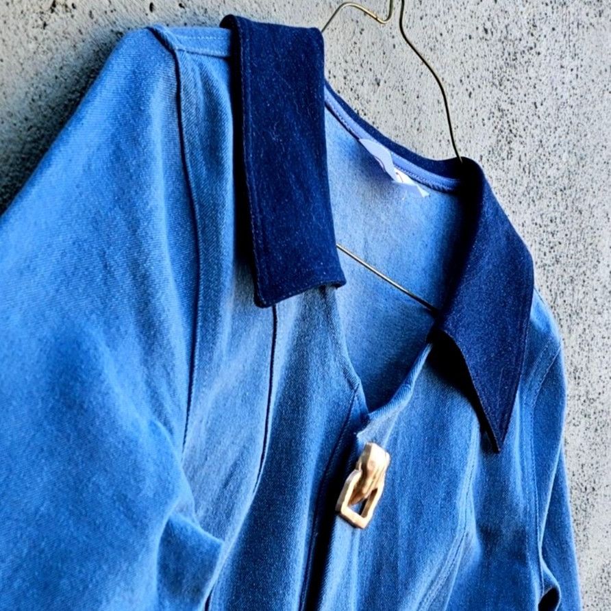 Other Oops Blue Cropped Denim Jacket Sculptural Gold Buttons Size Size S / US 4 / IT 40 - 17 Thumbnail