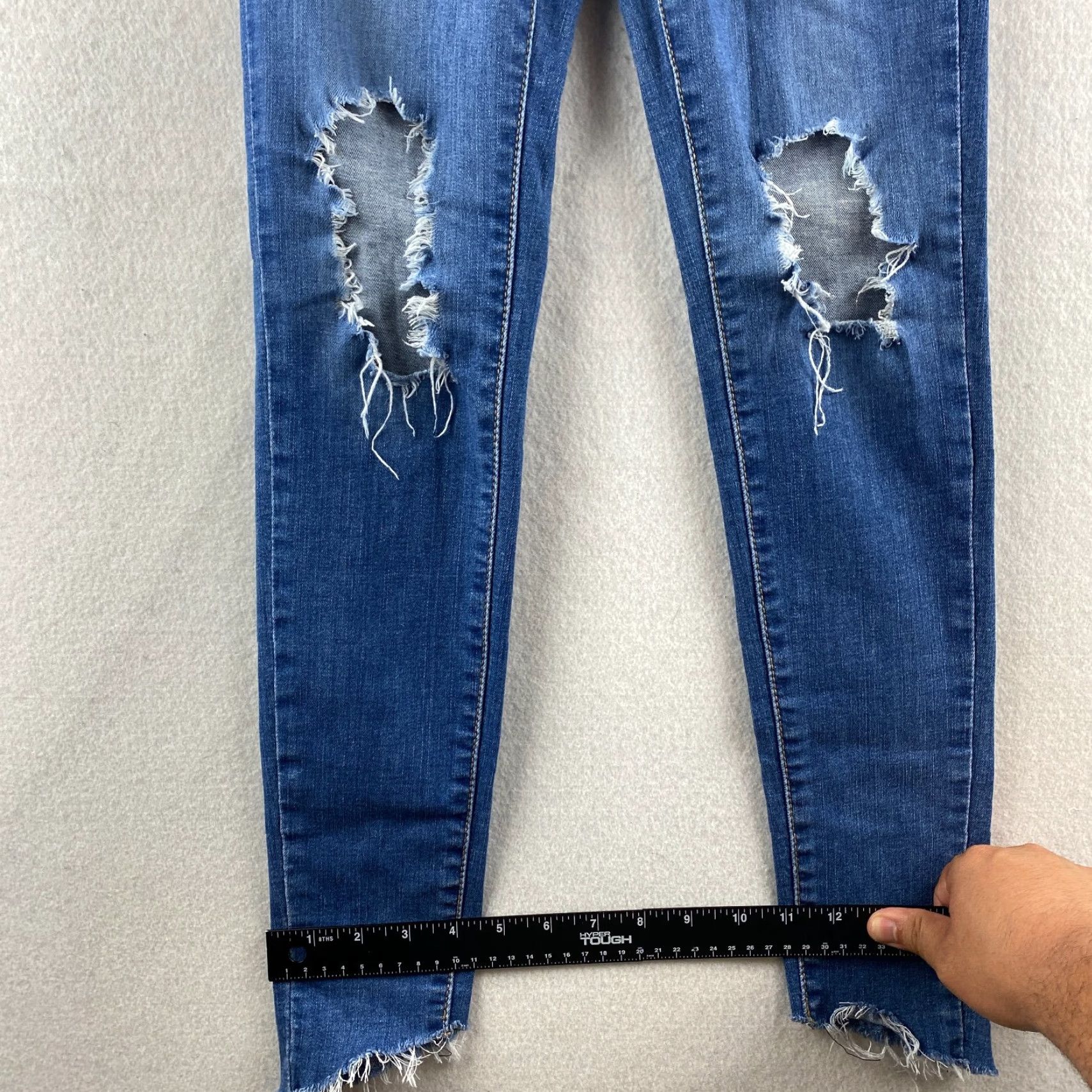 Levi's Levi's Mile High Super Skinny Jeans Womens 25 Blue Denim Distressed 5-Pocket Rise High Slim Fit Jeans Womens Boys Girls Size 42" / US 20 - 6 Thumbnail