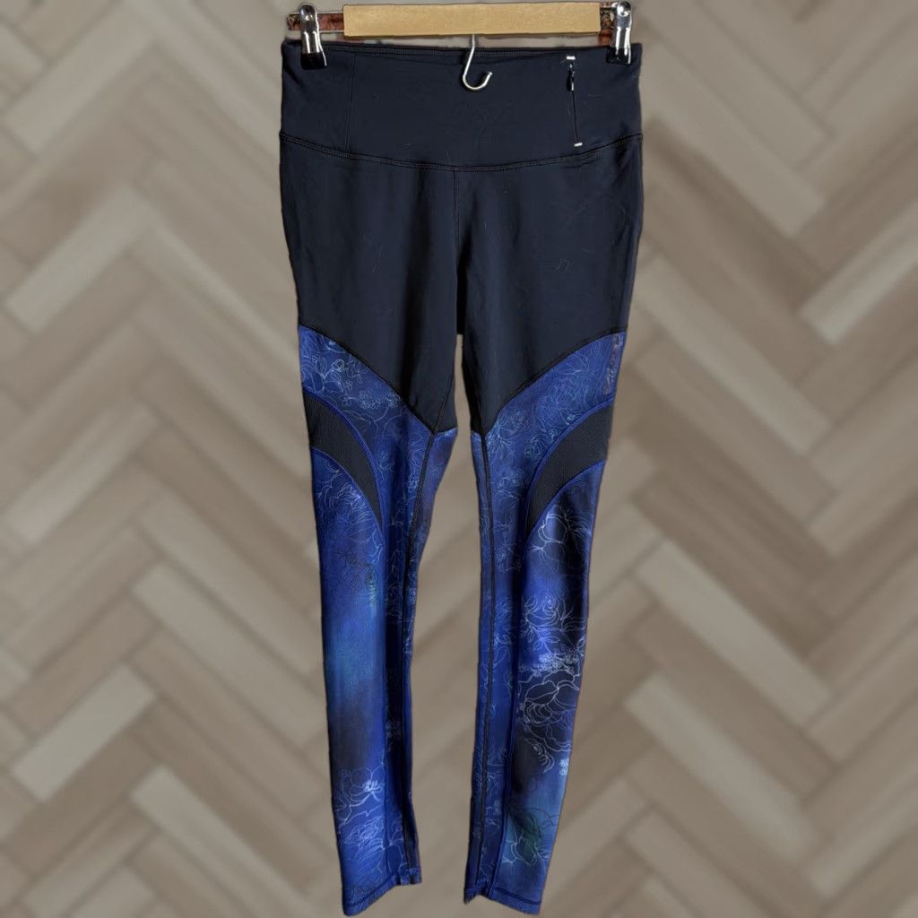 Vintage Calia Carrie Underwood Workout Pants Leggings Full Length Floral SZ Small Blue Womens Activewear Leggings Pull On Size 28" / US 6 / IT 42 - 1 Thumbnail
