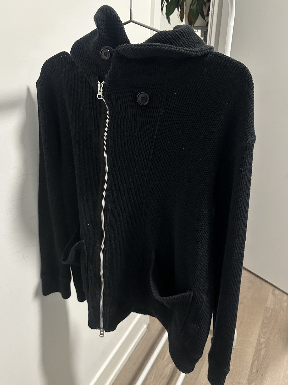 Japanese Brand Cabane de Zucca Asymmetrical Wool Sweater w/ Pockets Size US S / EU 44-46 / 1 - 1 Thumbnail