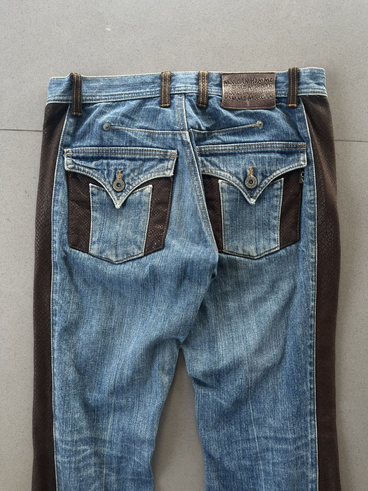 If Six Was Nine × Le Grande Bleu (L.G.B.) × Yasuyuki Ishii JAPANESE FLARE BOOTCUT PANTS MORGAN HOMME SNAKE LEATHER Size US 30 / EU 46 - 4 Thumbnail