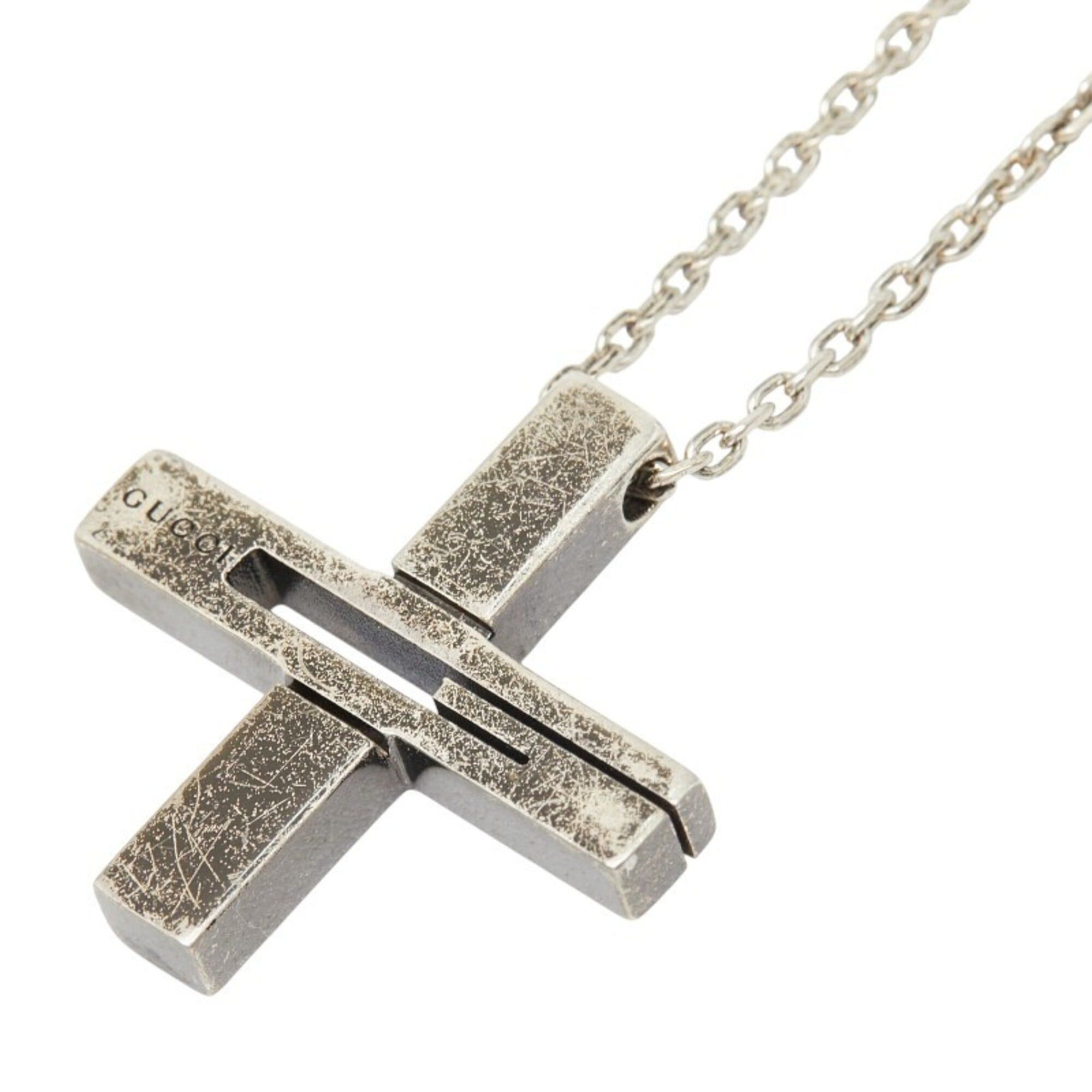Gucci Cutout G Cross Pendant Necklace, SV925 Silver, Women's GUCCI