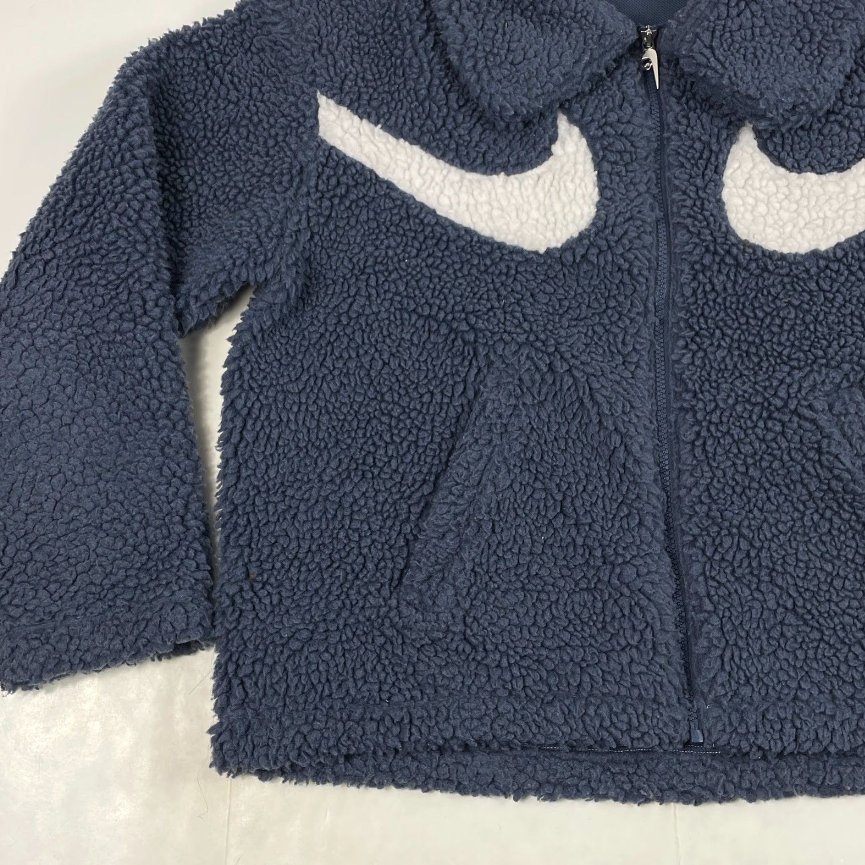 Nike Nike Jacket Womens XS Blue Swoosh Sherpa Fleece Oversized Boxy Full Zip Size XS / US 0-2 / IT 36-38 - 5 Thumbnail