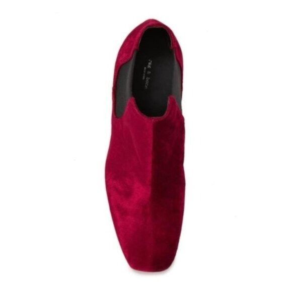 Rag & Bone Womens Red Velvet Chelsea Pull On Chunky Heeled B