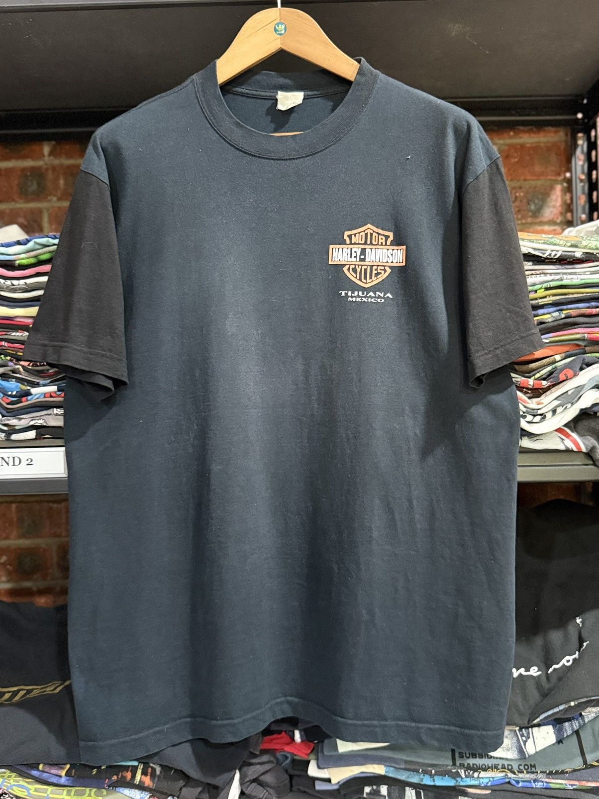 Harley Davidson Vintage 90s Harley Davidson Lonney Tones Two Tone Faded Tee Size US L / EU 52-54 / 3 - 3 Thumbnail