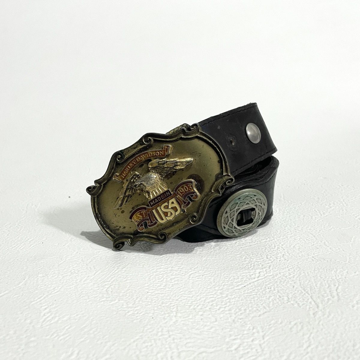 Harley Davidson Vintage 70s Harley Davidson leather belt Size ONE SIZE - 1 Thumbnail