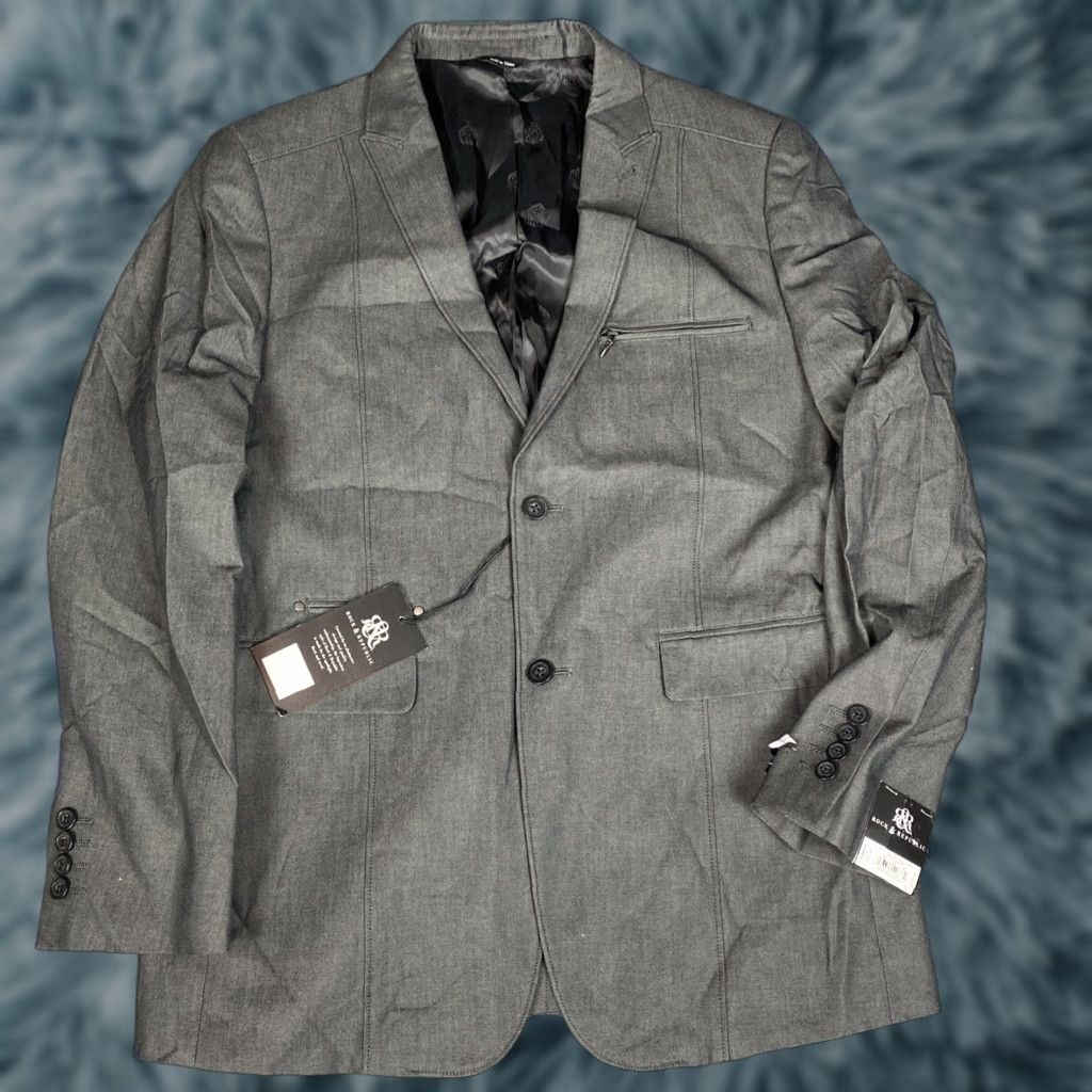 Vintage Rock & Republic Blazer Jacket Sport Coat 40R Mens Gray NEW Size 40R - 1 Thumbnail