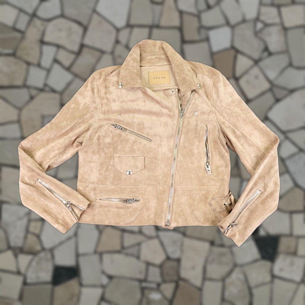 Vintage BLANKNYC Jacket Womens Medium Brown Asymmetrical Moto Poly Suede Short Coat Womens Size 32" / US 10 / IT 46 - 1 Thumbnail