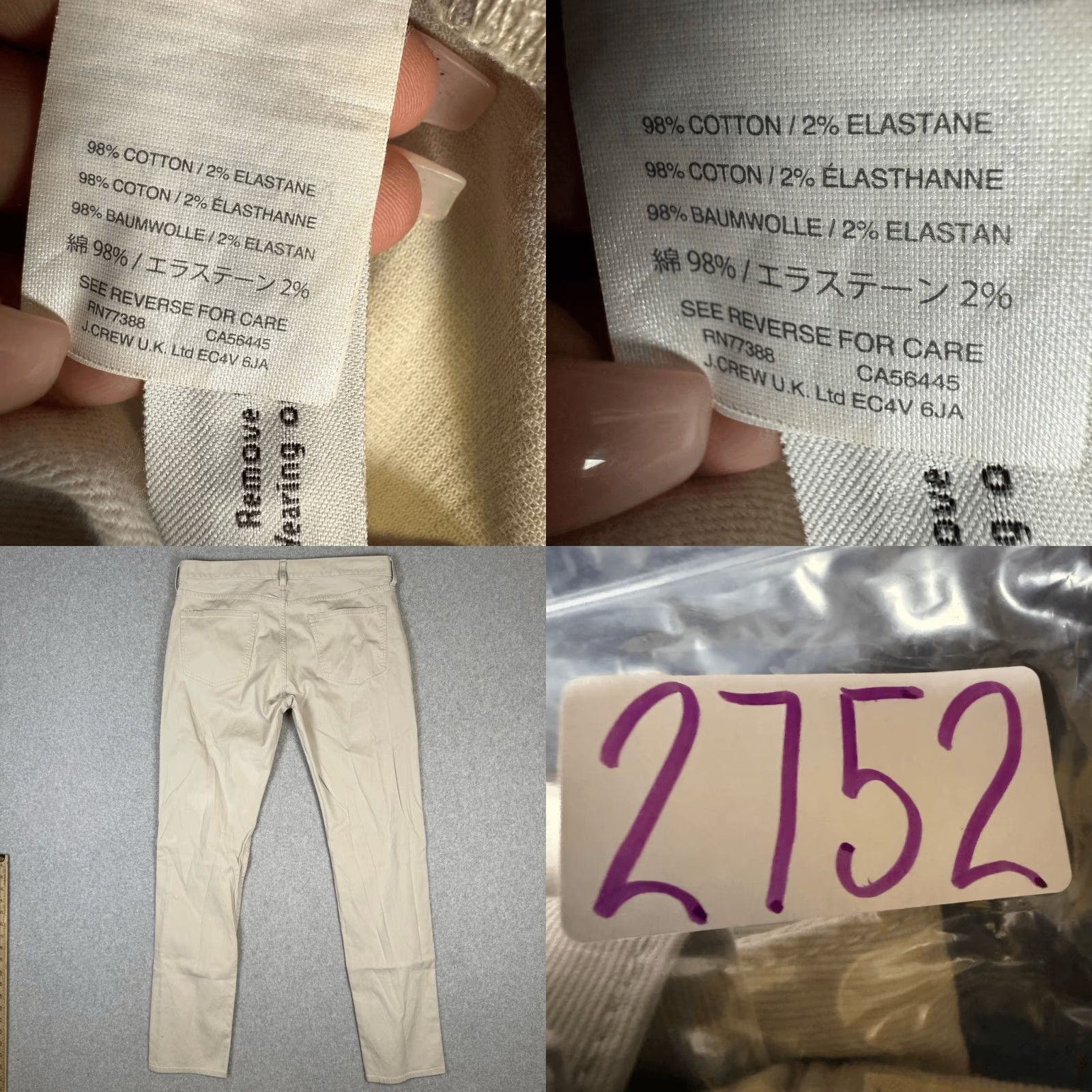 J.Crew J. Crew 484 Slim Pants Mens 34x34 Ankle Length Stretch Beige White White Inseam 34 Regular Size 34 Chino Shirt? Size US 34 / EU 50 - 8 Thumbnail