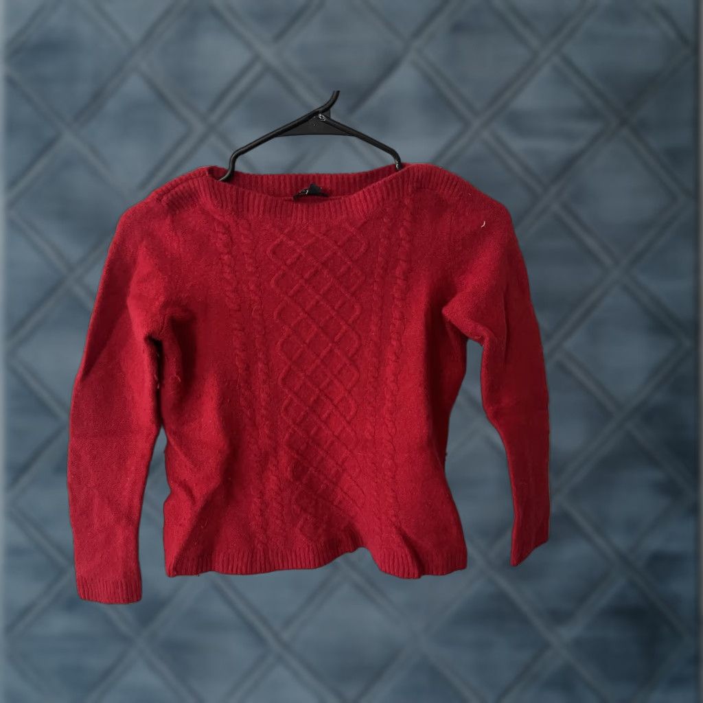 Talbots Talbots Women's PM Merino Wool Cashmere Blend Cable Knit Boat Neck Sweater Red, Pullover, Lightweight, 90s Style, Petite Department Size M / US 6-8 / IT 42-44 - 1 Thumbnail