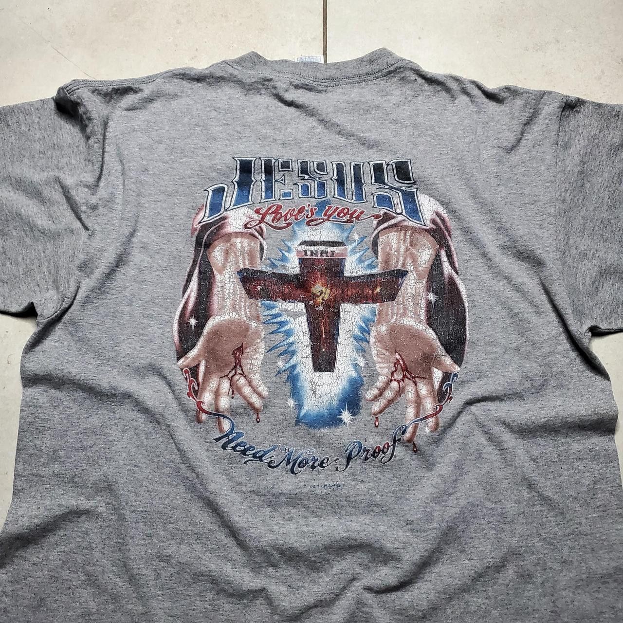 Delta Vintage 90s jesus Christ gangster chicano tee shirt Size US L / EU 52-54 / 3 - 1 Thumbnail