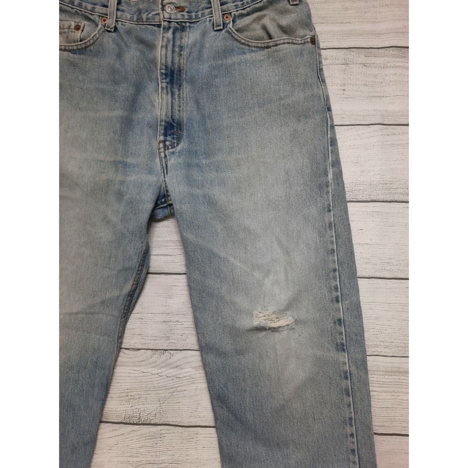 Levi's VINTAGE Levi's 505 Jeans Men Regular Levi's 500 Series Straight Blue Distressed 36x30 Wide Rise 12 Inseam 30 Zip Pocket Denim Cotton City USA Western Size US 36 / EU 52 - 6 Thumbnail
