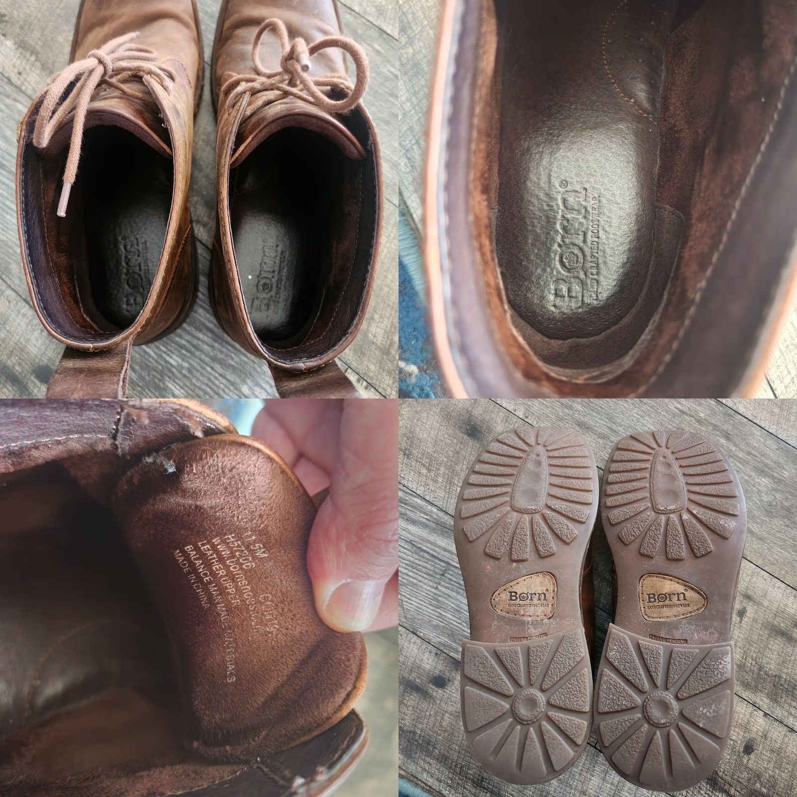 Born Børn Born H57206 Chukka Boot Mens 11.5 M Brown Leather Lace Up Ankle Distressed Casual Shoes Size US 12 / EU 45 - 11 Thumbnail