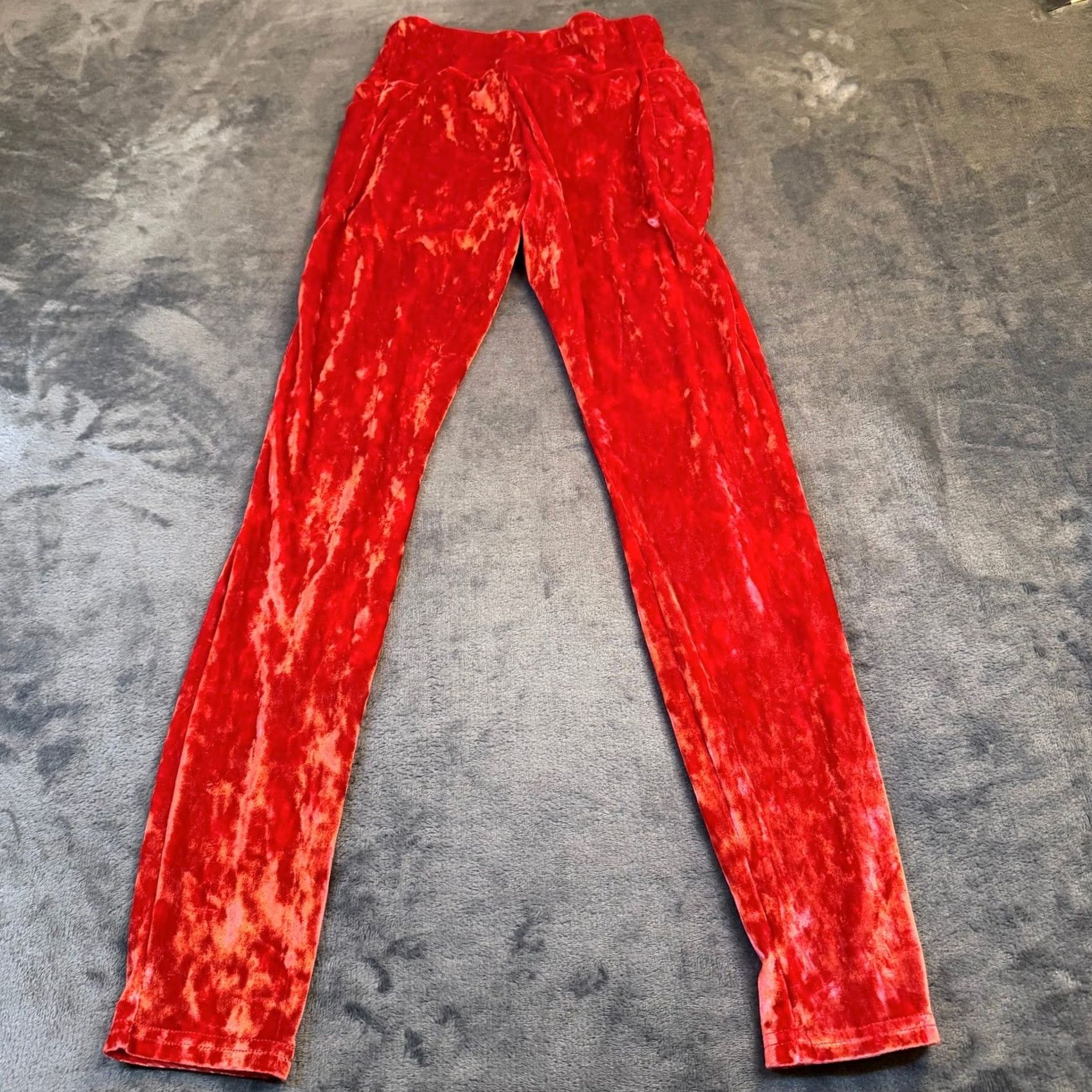 Fabletics Fabletics Red High Waisted Pockets Velvet Leggings M Womens Slim Athleisure Size 32" / US 10 / IT 46 - 3 Thumbnail