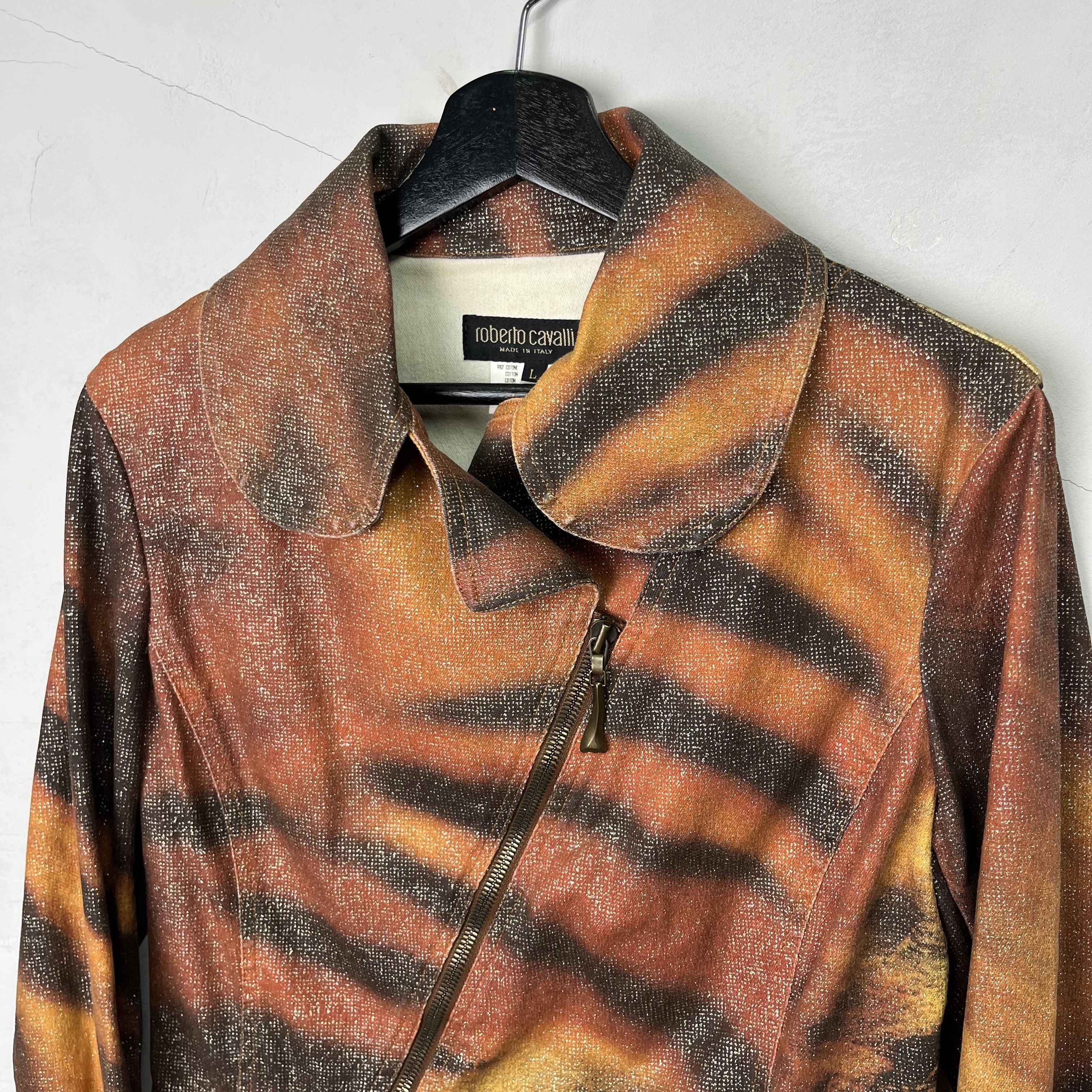 Roberto Cavalli Roberto Cavalli FW00 Glitter Tiger Zip Jacket Size L / US 10 / IT 46 - 5 Thumbnail