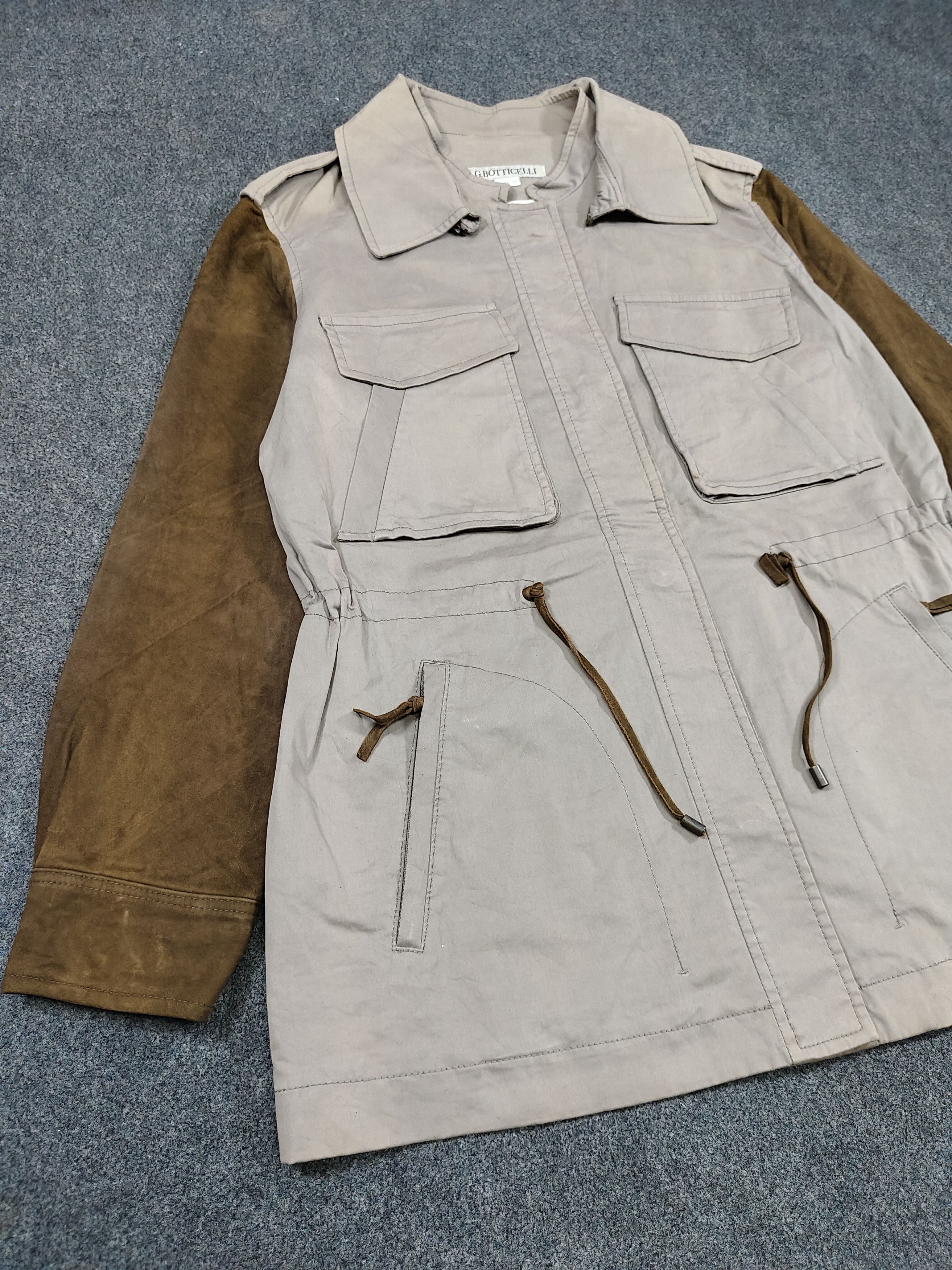 Seditionaries 00s G.Botticelli- Suede Sleeve Safari Style Utility Jacket Size M / US 6-8 / IT 42-44 - 4 Thumbnail
