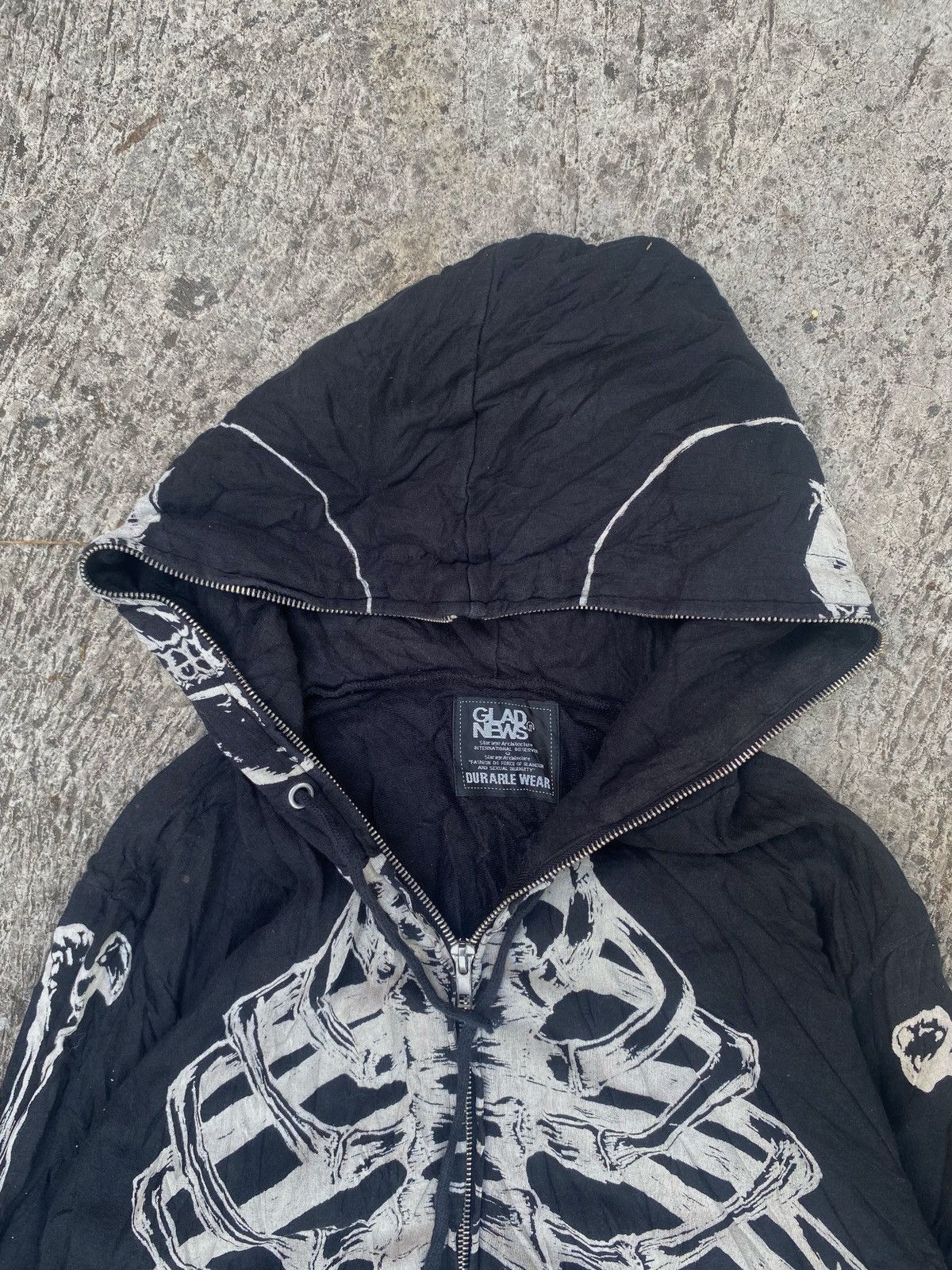 Japanese Brand Glad news sekeleton zip up hoodie Size US M / EU 48-50 / 2 - 2 Thumbnail