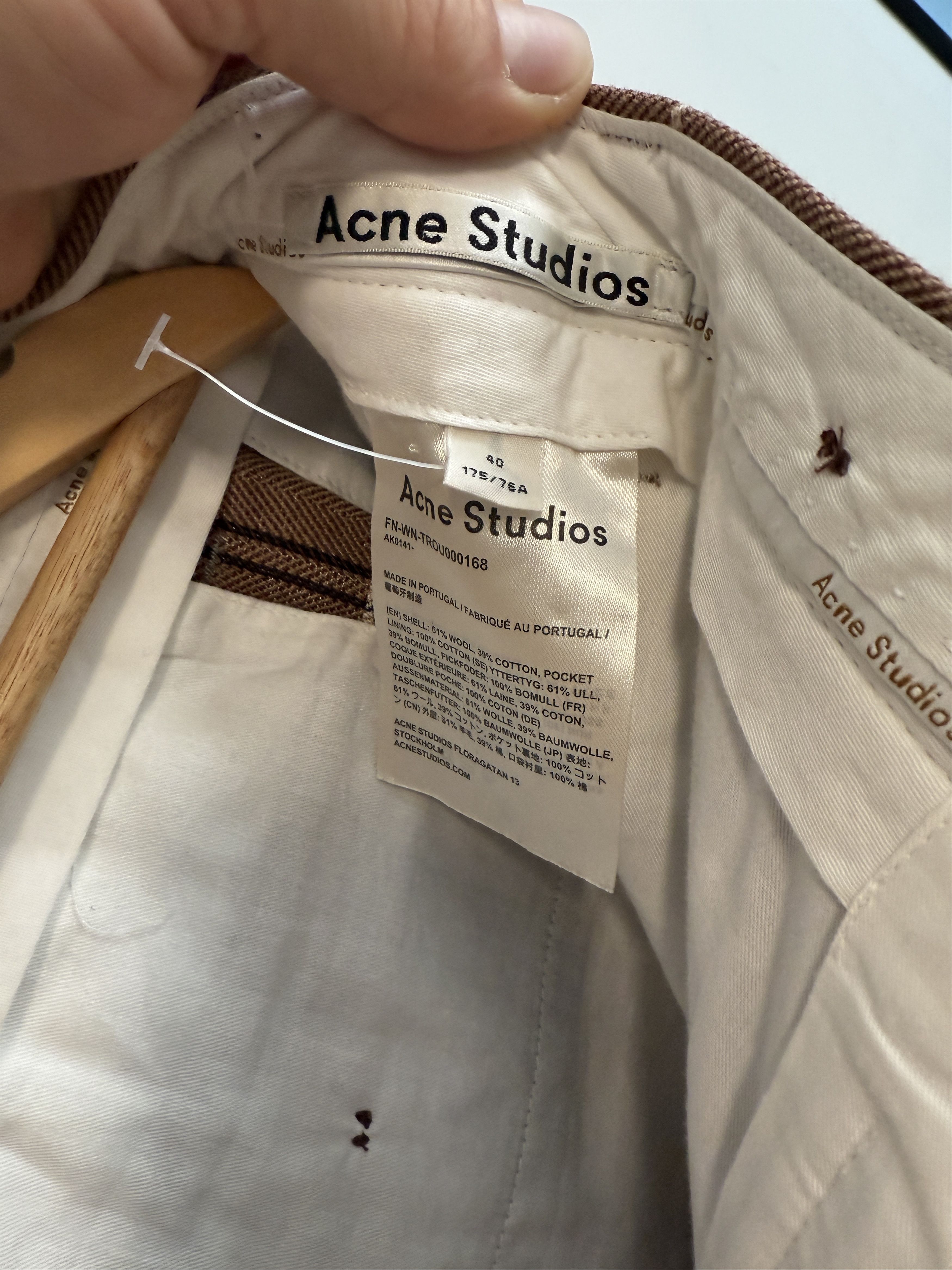 Acne Studios Acne Studios Wool Herringbone Checked Cotton-Blend Wide-Legs Size 40" / US 18 - 4 Thumbnail