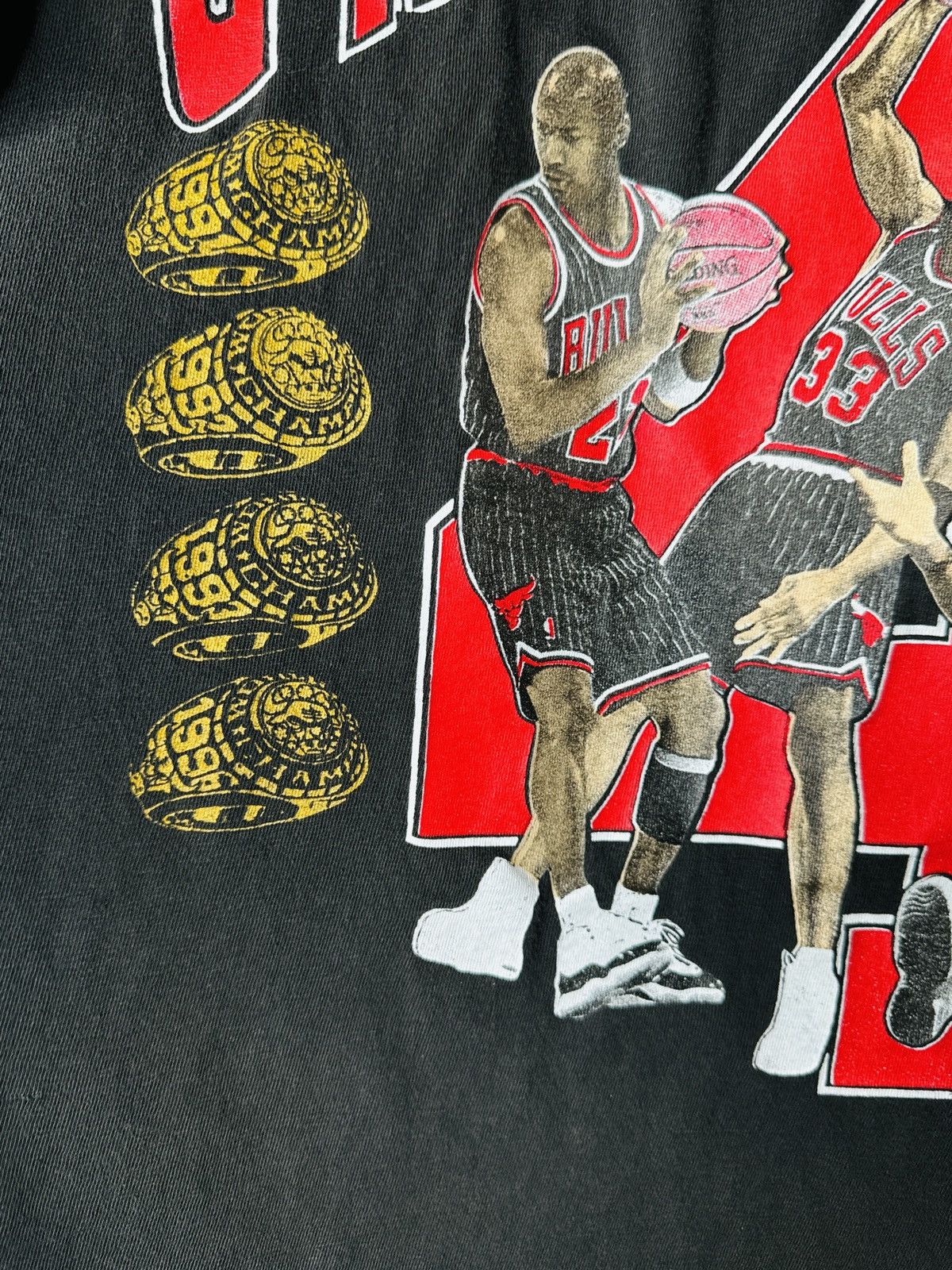 NBA × Vintage 1996 Chicago Bulls Jordan Pippen Rodman Tee BOXEY FIT Size US XL / EU 56 / 4 - 9 Thumbnail