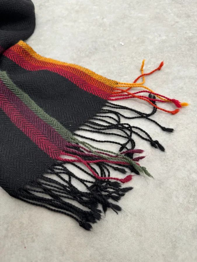 Balenciaga 2000s Balenciaga Paris Black Wool Multicolor Scarf Size ONE SIZE - 5 Thumbnail
