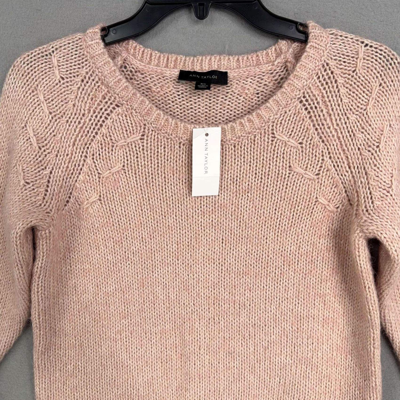 Ann Taylor Ann Taylor Sweater Womens XS Pink Cotton Alpaca Raglan Crew Knit Pullover Size XS / US 0-2 / IT 36-38 - 2 Thumbnail