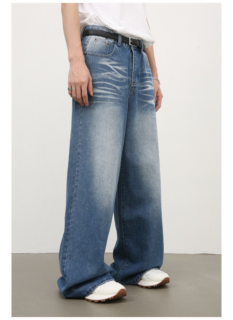 Japanese Brand Retro washed trendy all-match loose wide-leg jeans Size US 34 / EU 50 - 2 Thumbnail