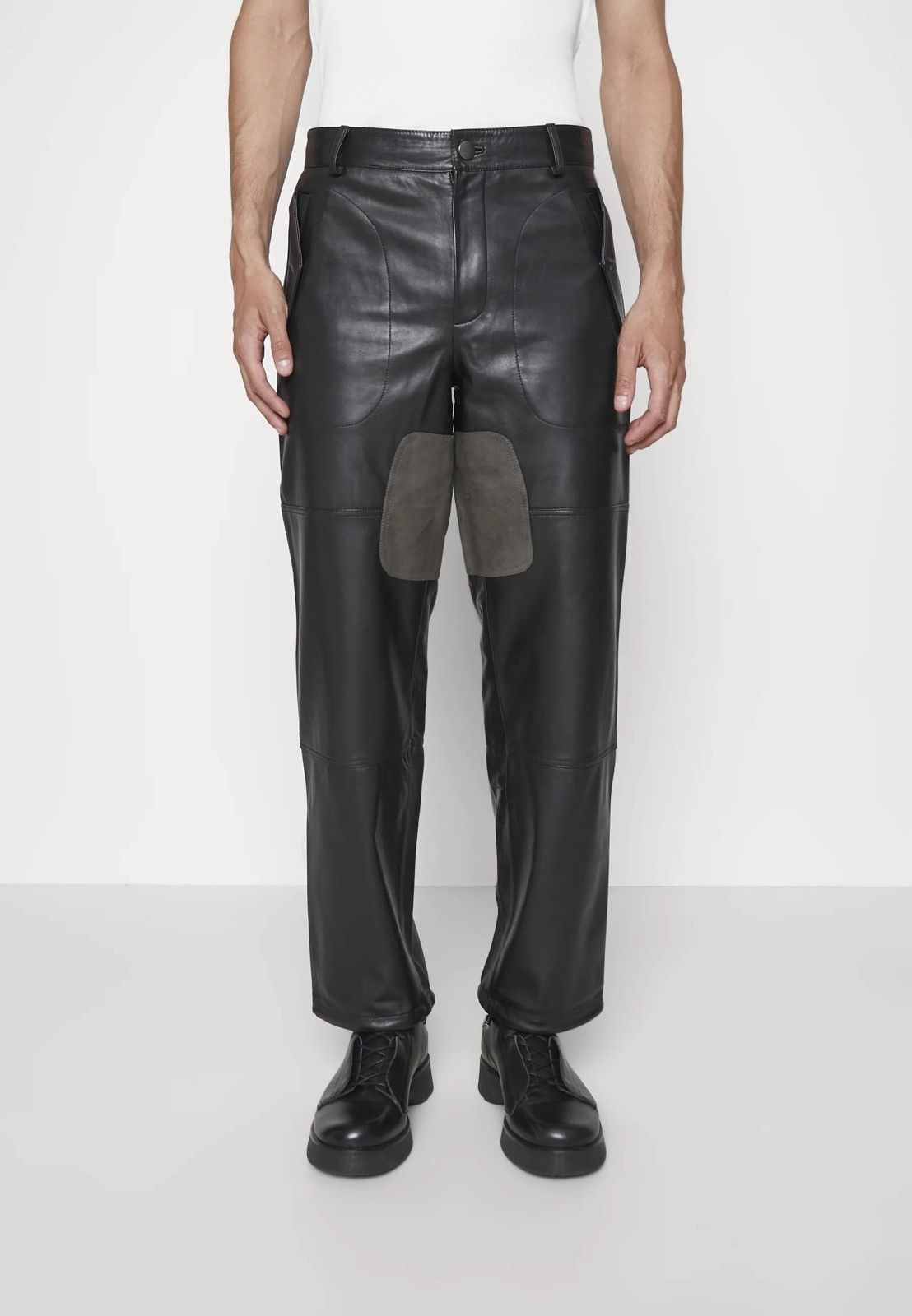 Leather !DS! SS23 Studio ID Suede Patch Leather Moto Trousers Size US 34 / EU 50 - 5 Thumbnail