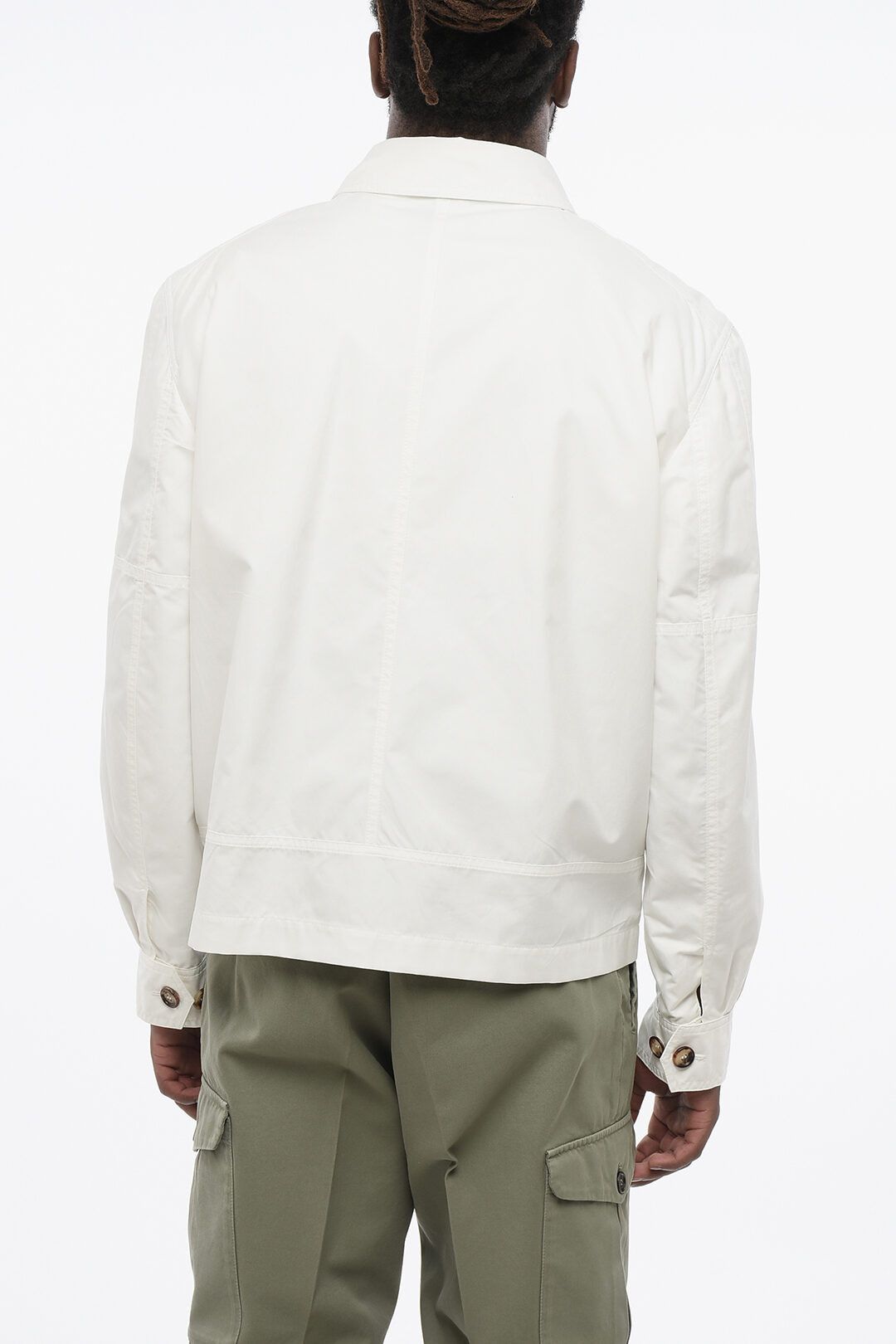 Brunello Cucinelli og1mm0725 Cotton Blend Overshirt in White Size US XL / EU 56 / 4 - 2 Thumbnail